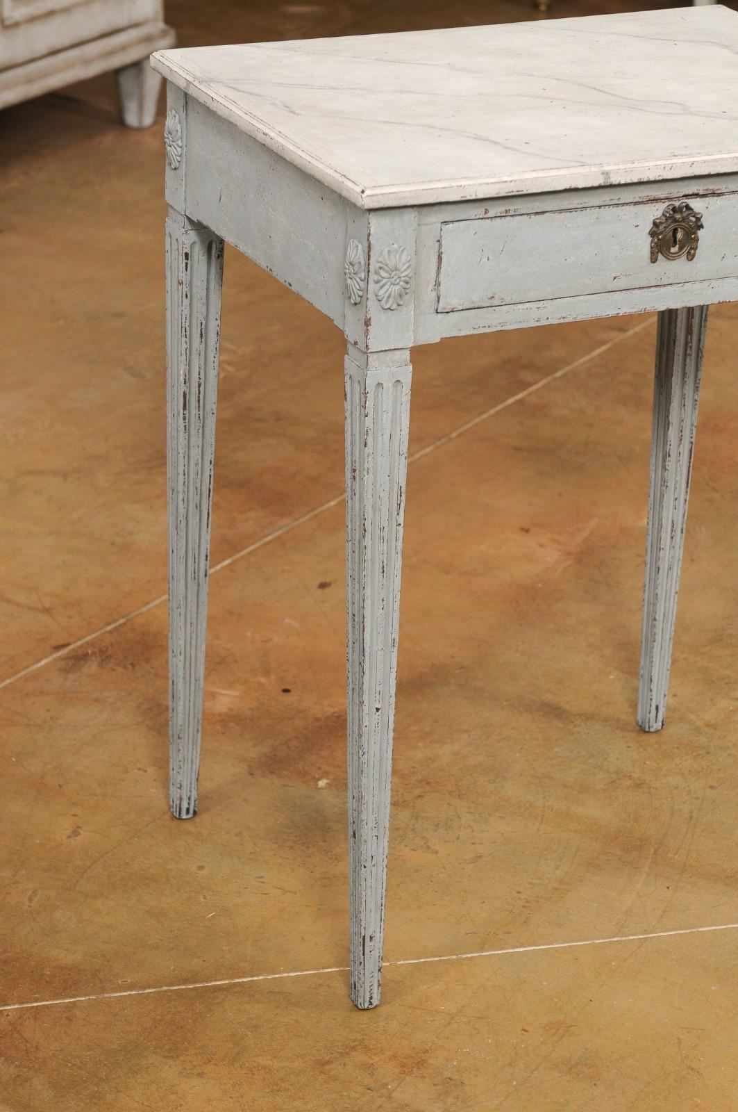 Swedish Late Gustavian 1820s Painted Wood Console Table with Single Drawer 6