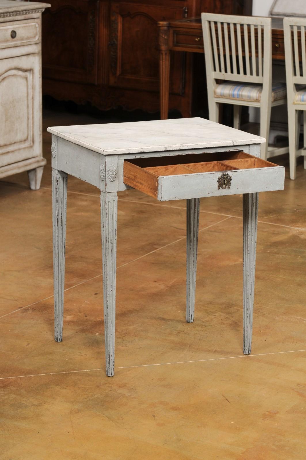 Swedish Late Gustavian 1820s Painted Wood Console Table with Single Drawer 9