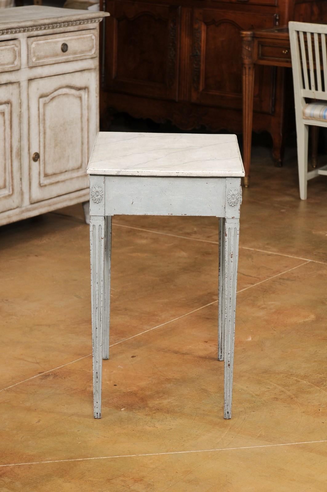 Swedish Late Gustavian 1820s Painted Wood Console Table with Single Drawer 10