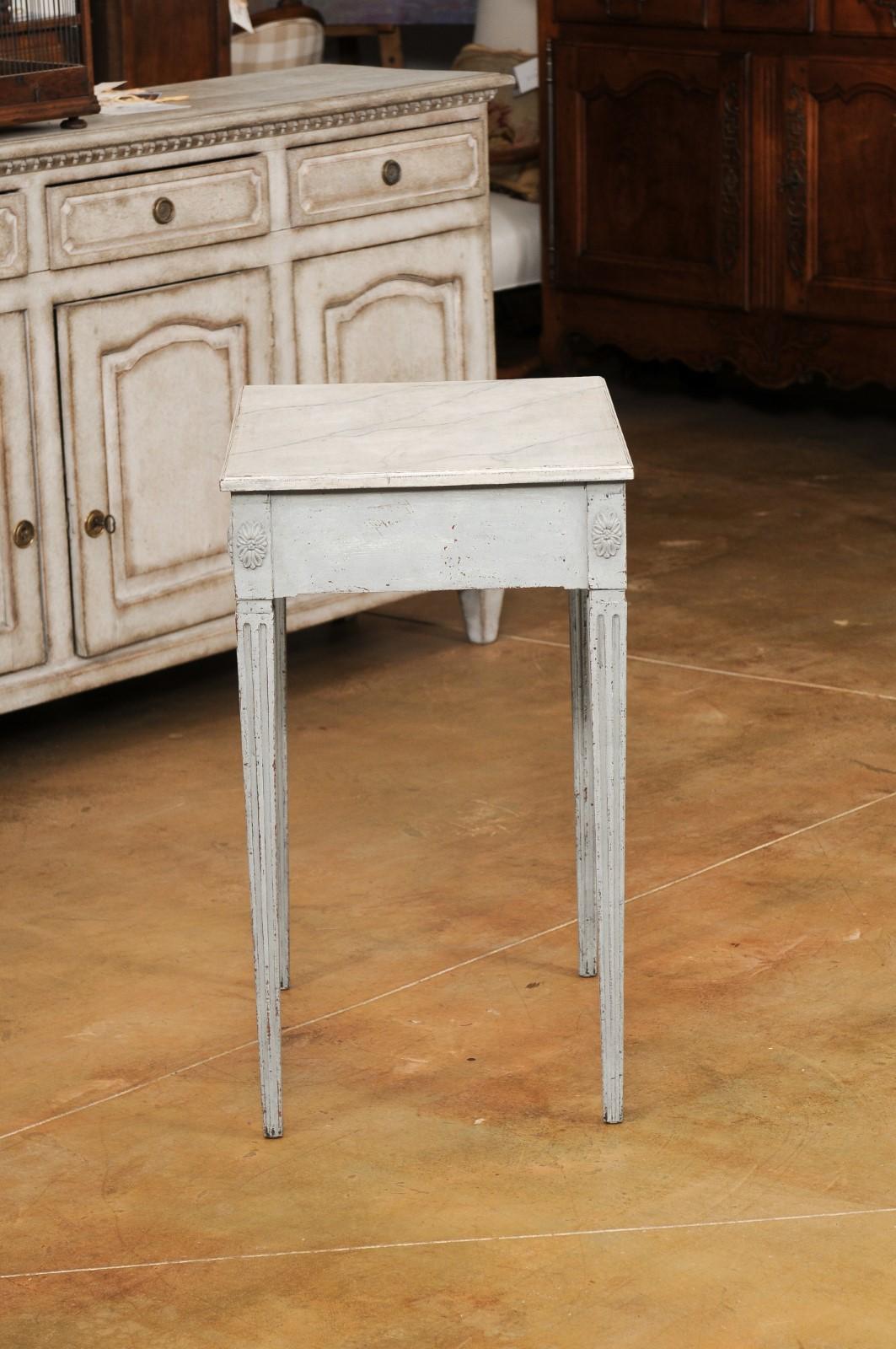 Swedish Late Gustavian 1820s Painted Wood Console Table with Single Drawer In Good Condition In Atlanta, GA