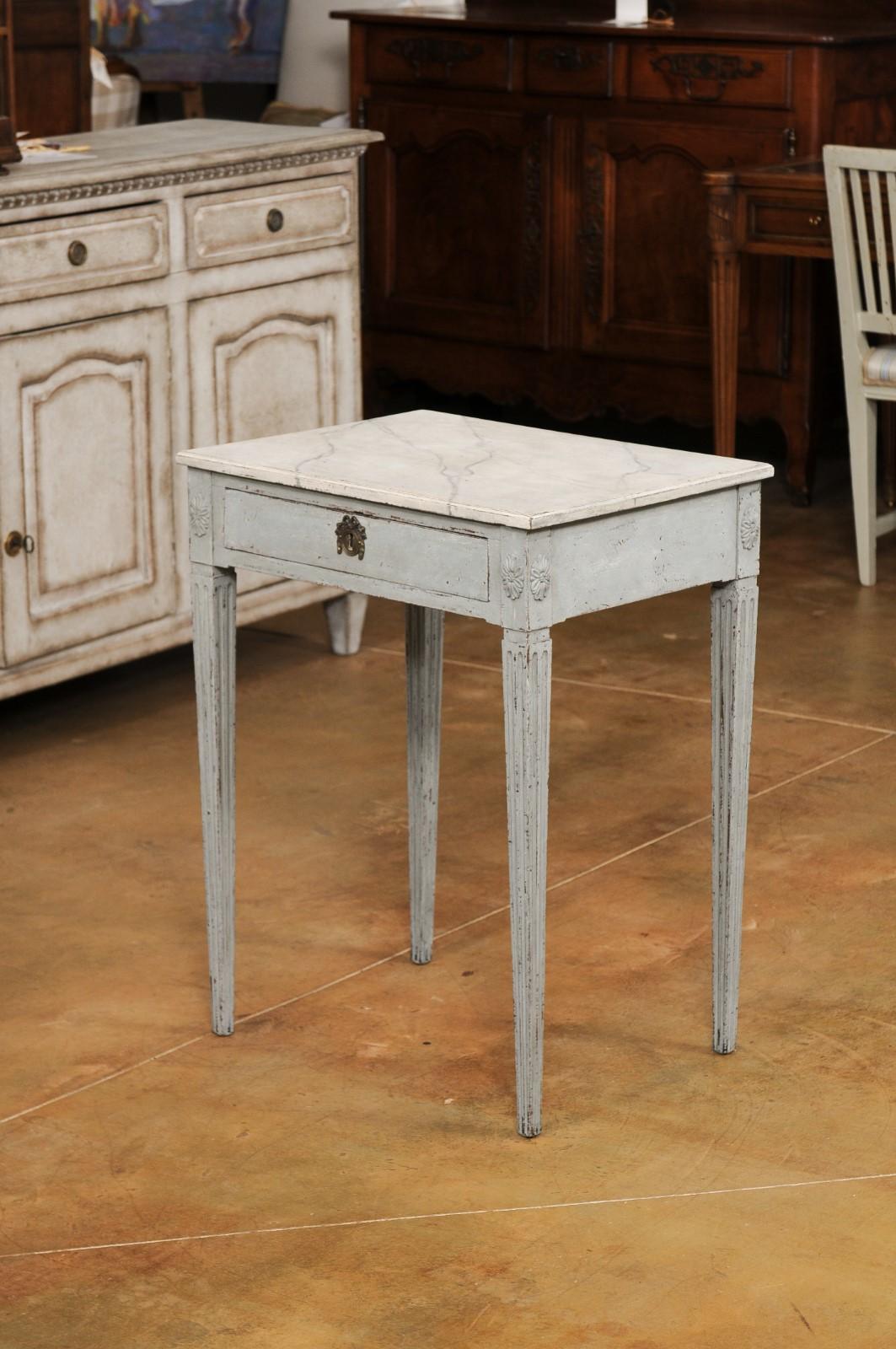 19th Century Swedish Late Gustavian 1820s Painted Wood Console Table with Single Drawer