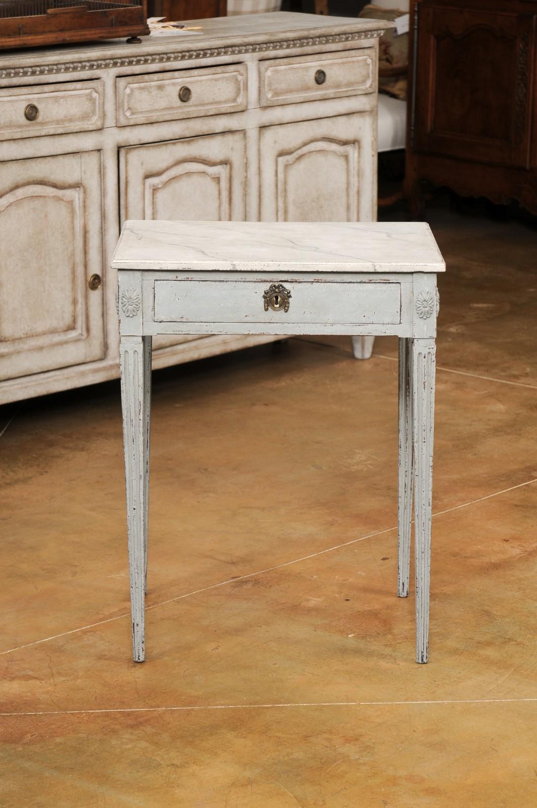 Swedish Late Gustavian 1820s Painted Wood Console Table with Single Drawer 1