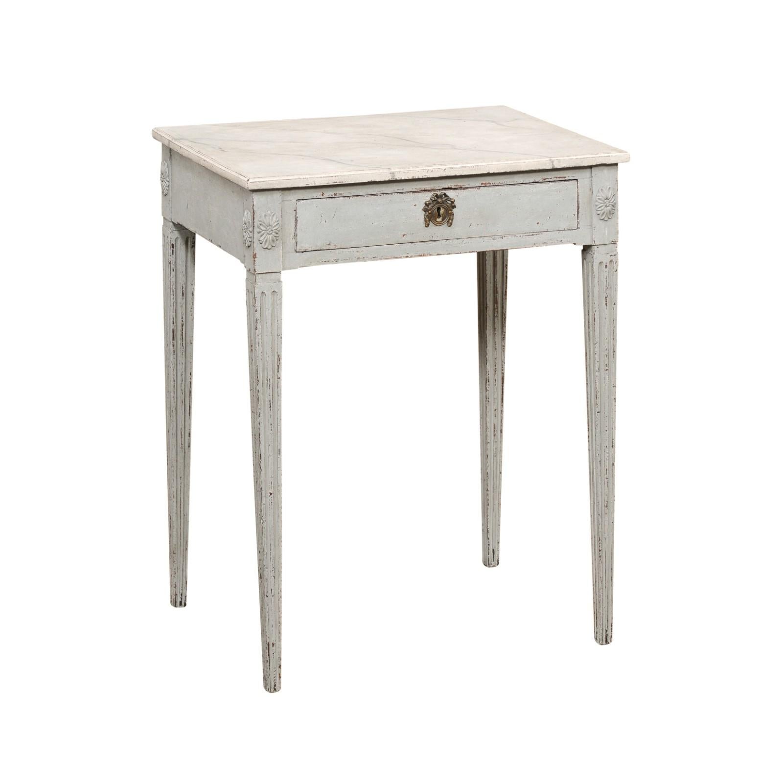 Swedish Late Gustavian 1820s Painted Wood Console Table with Single Drawer 3