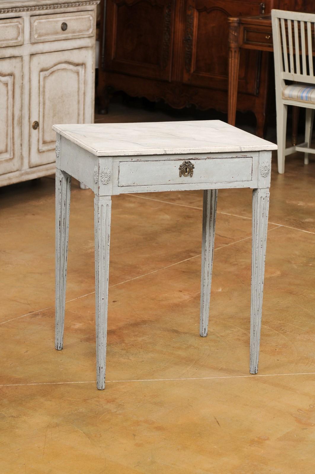 Swedish Late Gustavian 1820s Painted Wood Console Table with Single Drawer 4