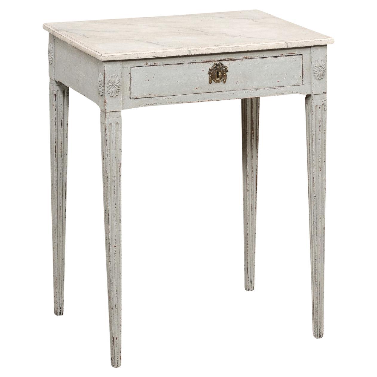 Swedish Late Gustavian 1820s Painted Wood Console Table with Single Drawer