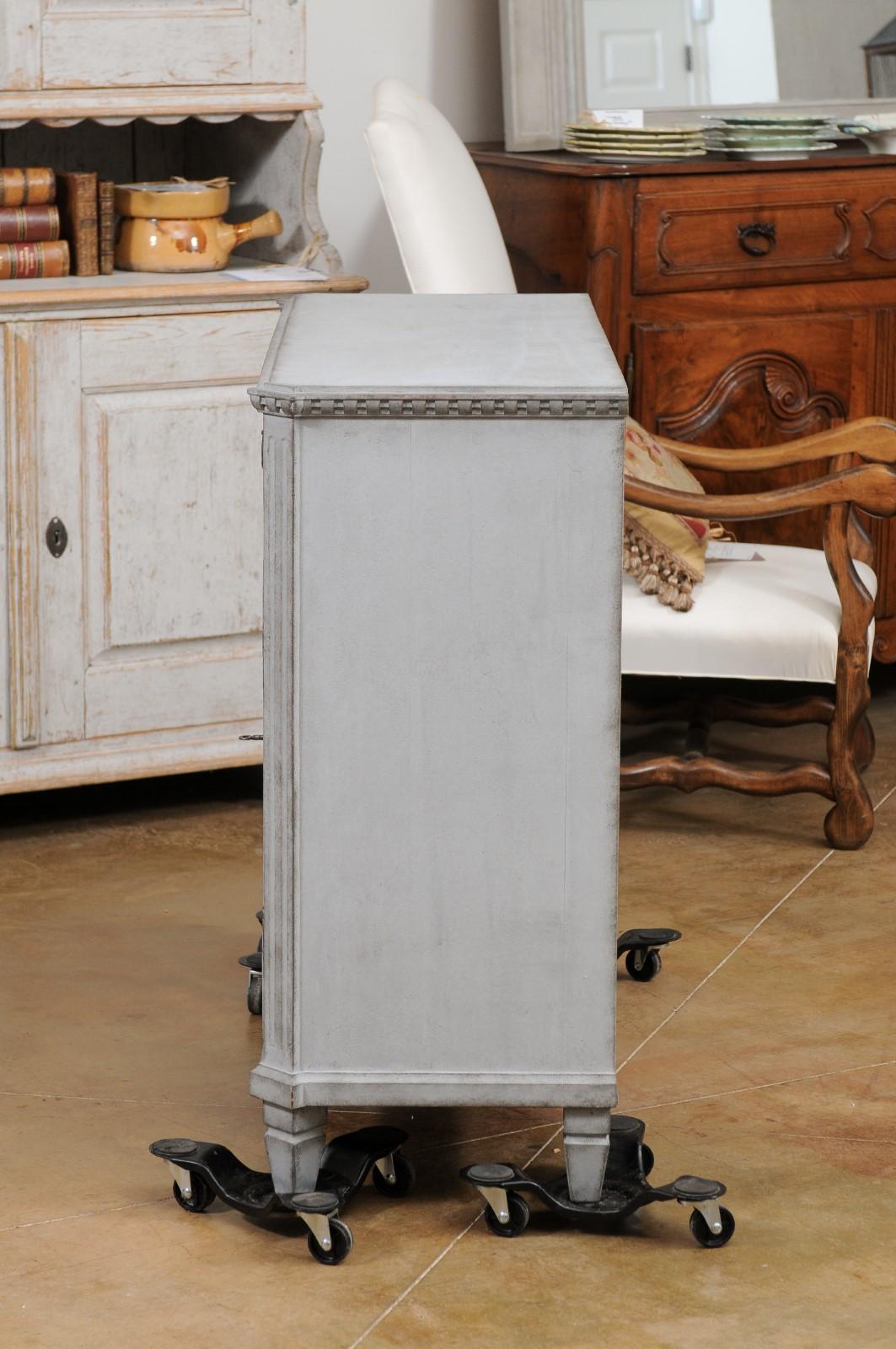 Swedish Late Gustavian 1830s Painted Sideboard with Two Drawers over Two Doors 6