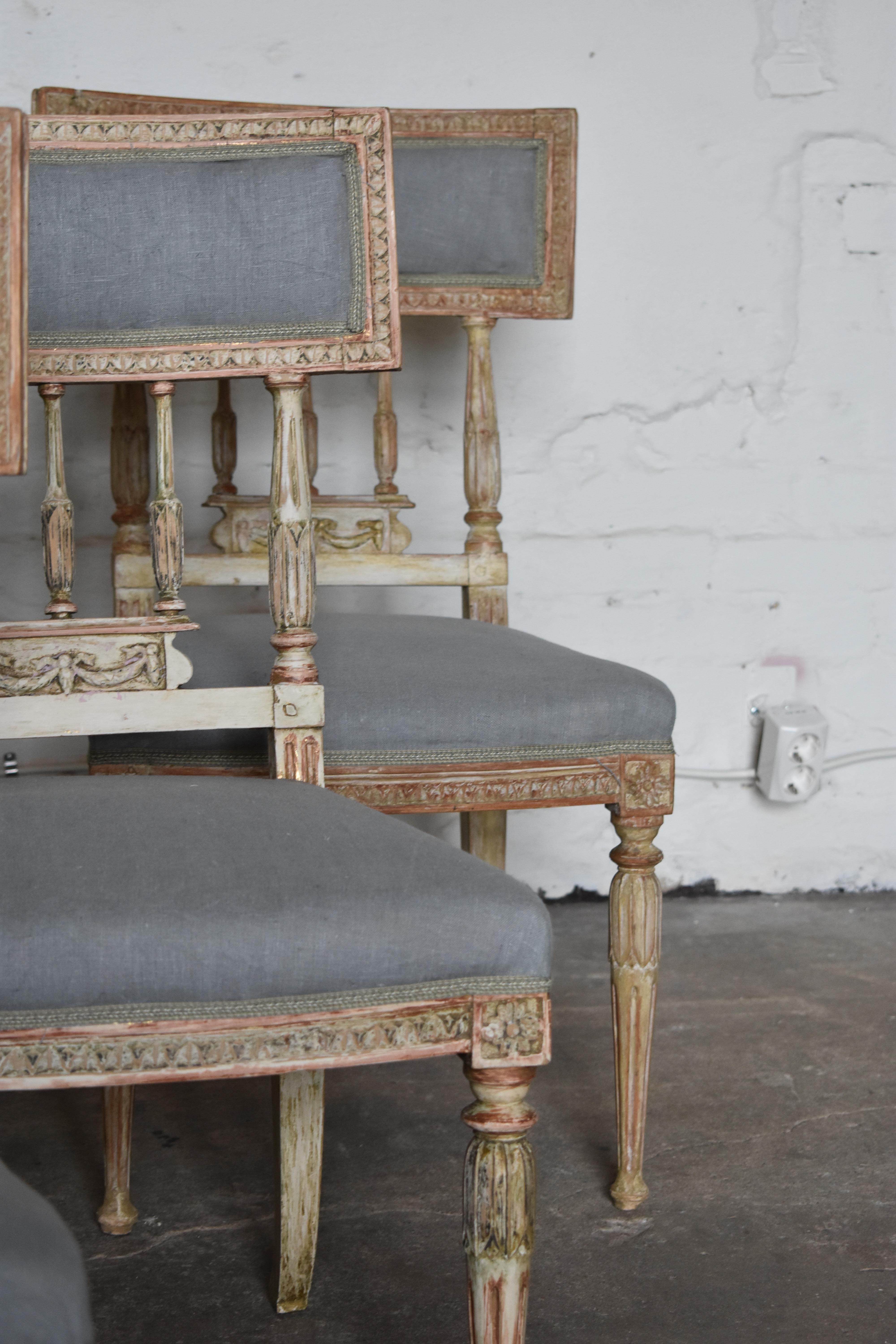 Swedish Late Gustavian Chairs, Set of 6, by Anders Hellman, Signed AHM In Good Condition In Helsingborg, SE