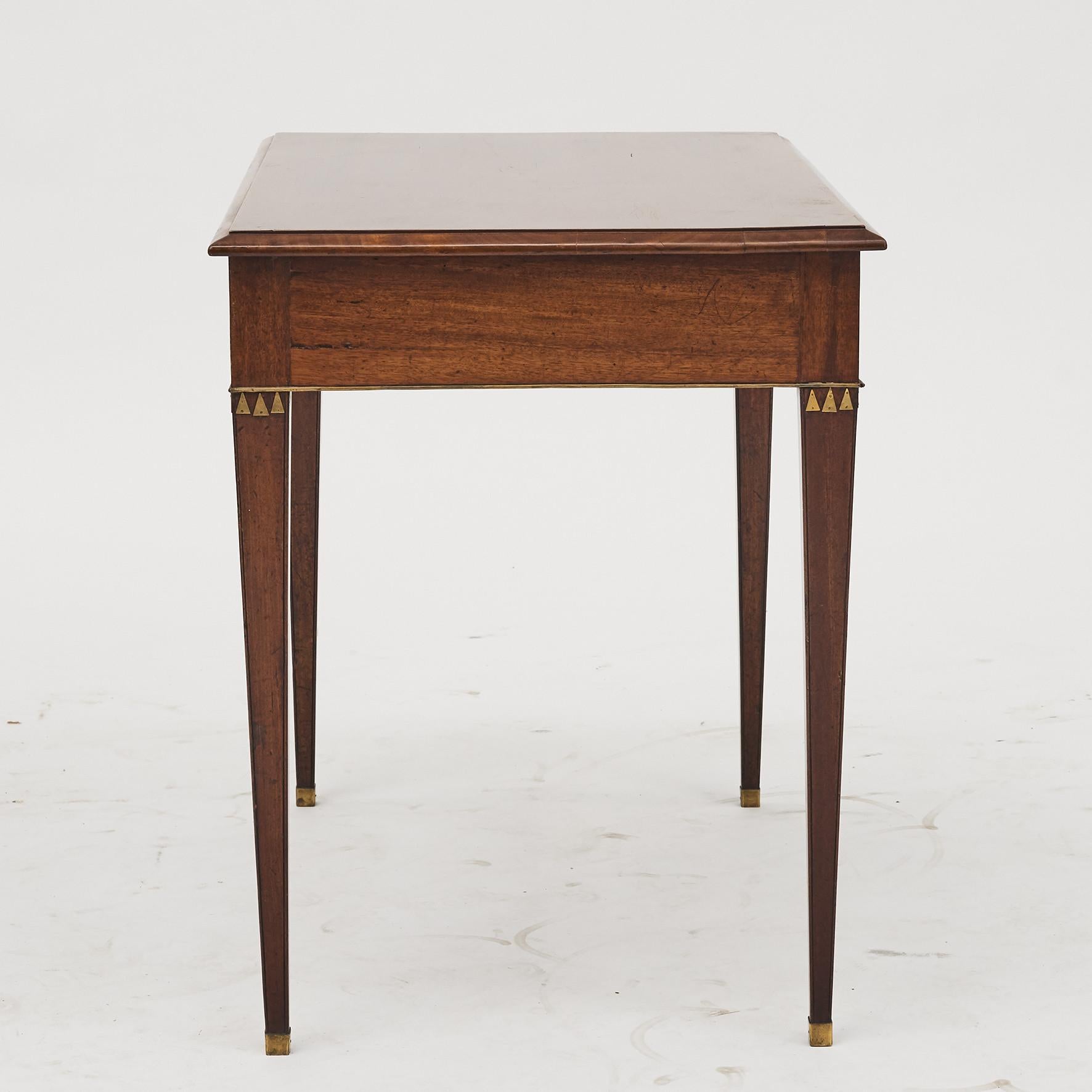 Brass Swedish Late Gustavian Console Table in Mahogany