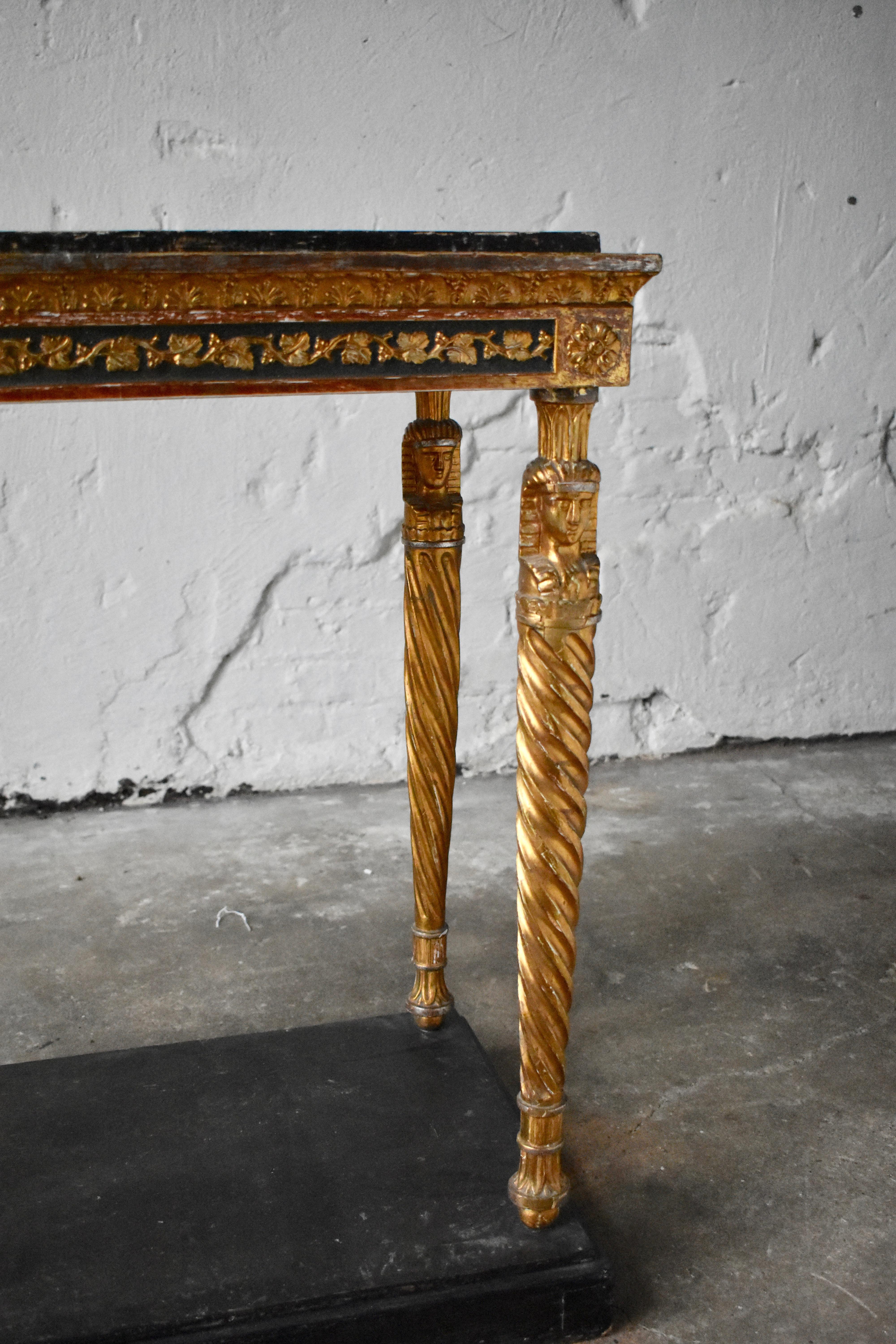 Hand-Carved Swedish Late Gustavian Console Table, Stockholm, Early 1800s For Sale