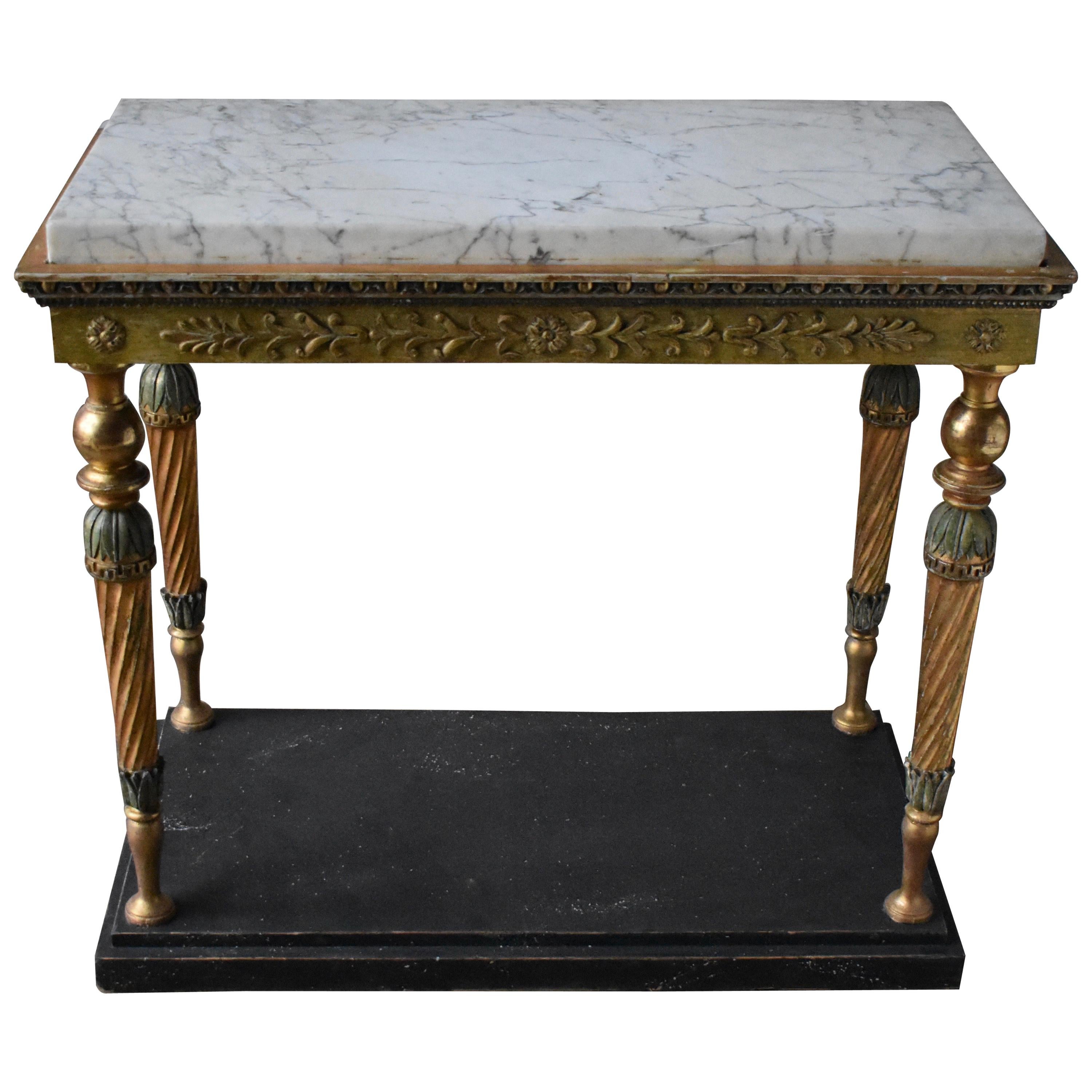 Swedish Late Gustavian Console Table, Stockholm Early 1800s with Marble Top For Sale