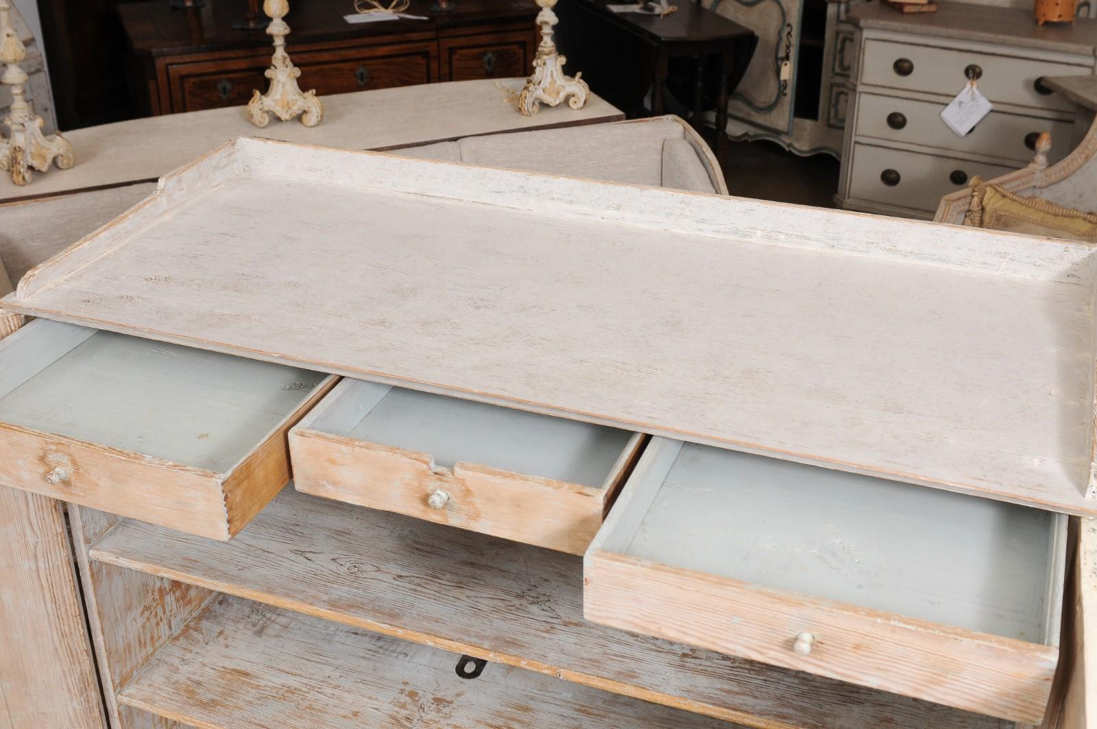 Swedish Late Gustavian Early 19th Century Sideboard with Carved Diamond Motifs 9
