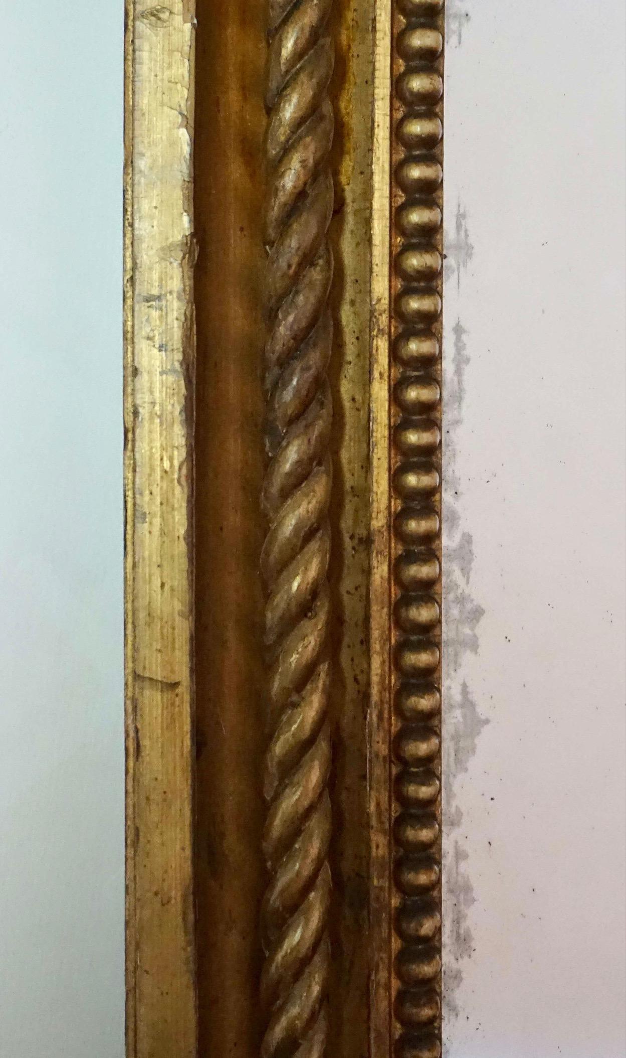 Schwedischer spätviktorianischer Trumeau-Spiegel aus vergoldetem Holz aus dem frühen Kaiserreich, um 1810 im Angebot 2