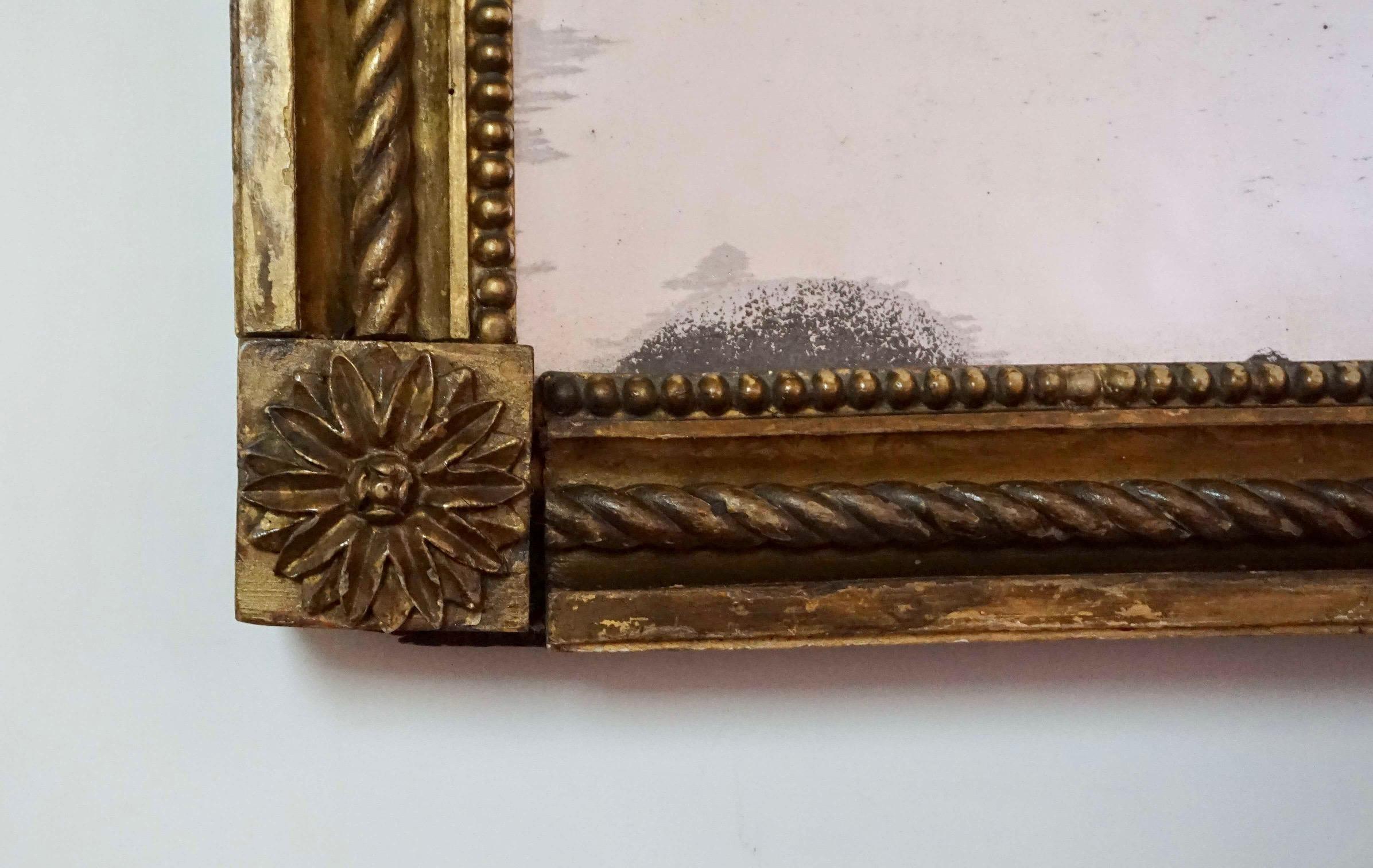 Schwedischer spätviktorianischer Trumeau-Spiegel aus vergoldetem Holz aus dem frühen Kaiserreich, um 1810 im Angebot 3