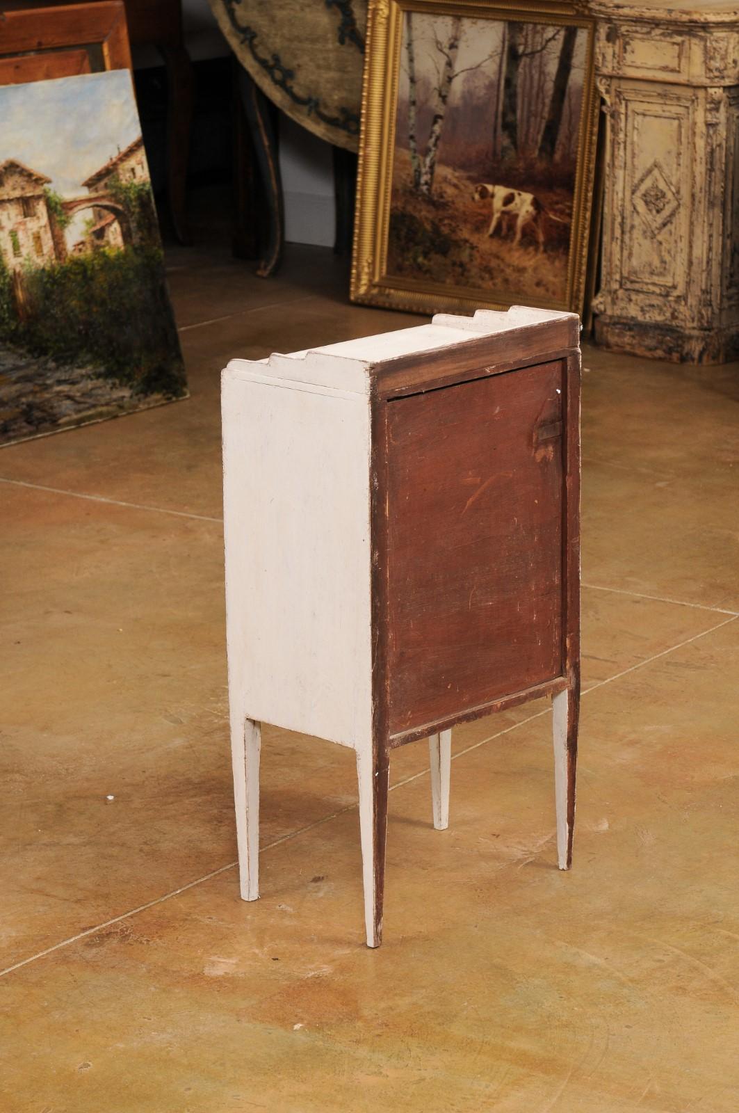 Swedish Late Gustavian Period 1820s Painted Bedside Table with Drawers and Doors 2