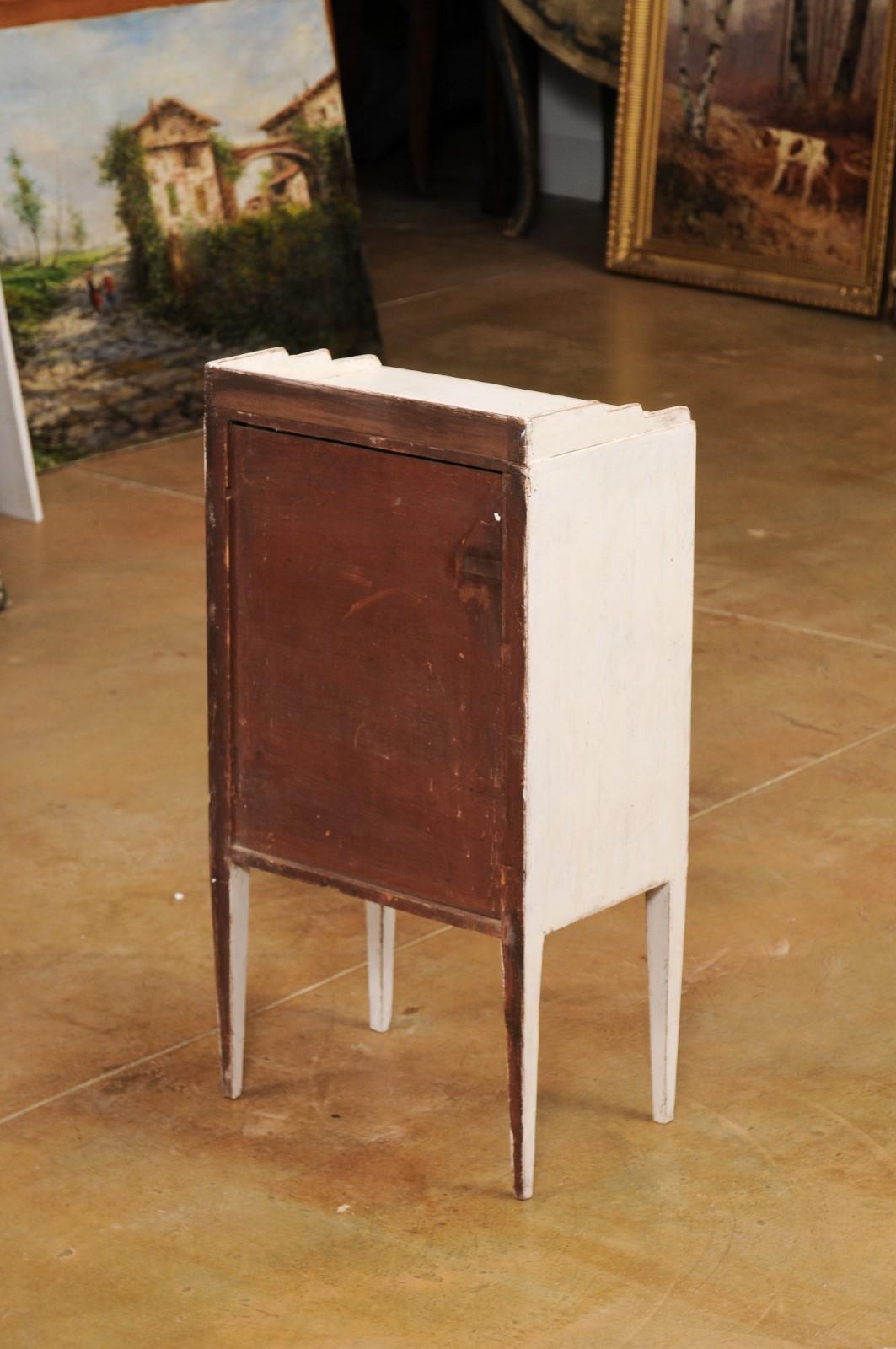 Wood Swedish Late Gustavian Period 1820s Painted Bedside Table with Drawers and Doors