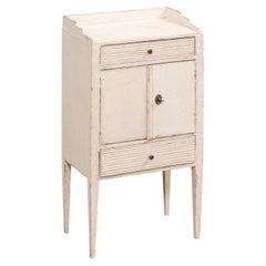 Swedish Late Gustavian Period 1820s Painted Bedside Table with Drawers and Doors