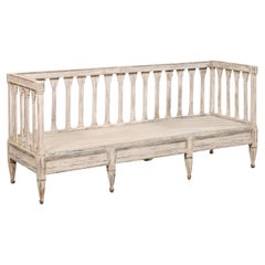 Swedish Late Gustavian Period Carved-Wood Sofa Bench, Early 19th Century