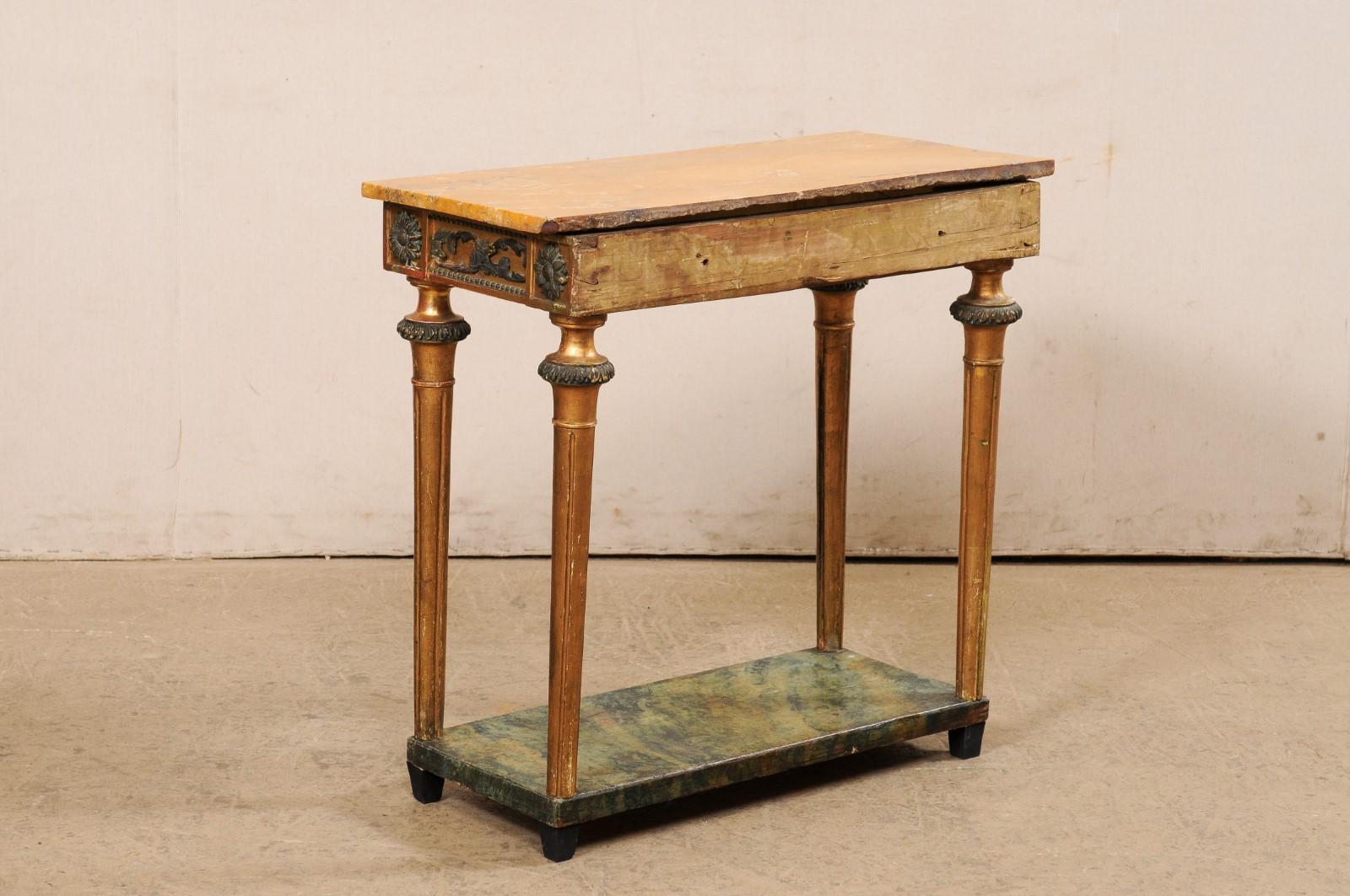 Swedish Late Gustavian Period Small Console W/Marble Top & Lower Shelf For Sale 6