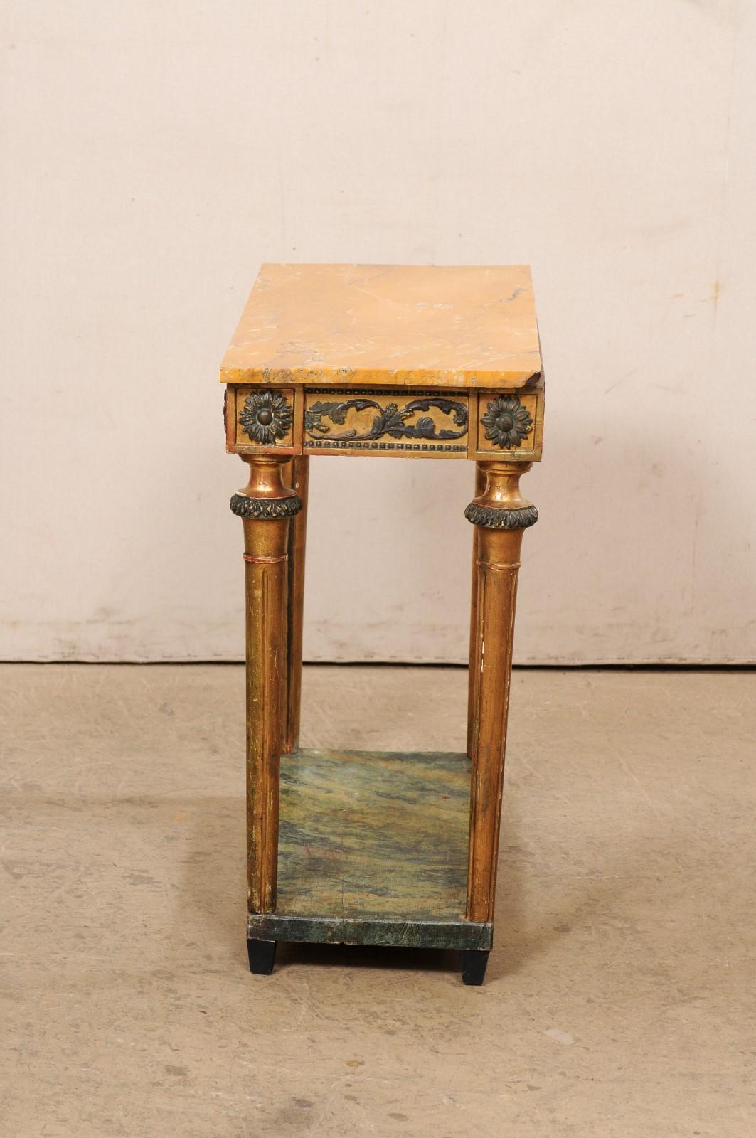 Swedish Late Gustavian Period Small Console W/Marble Top & Lower Shelf For Sale 7