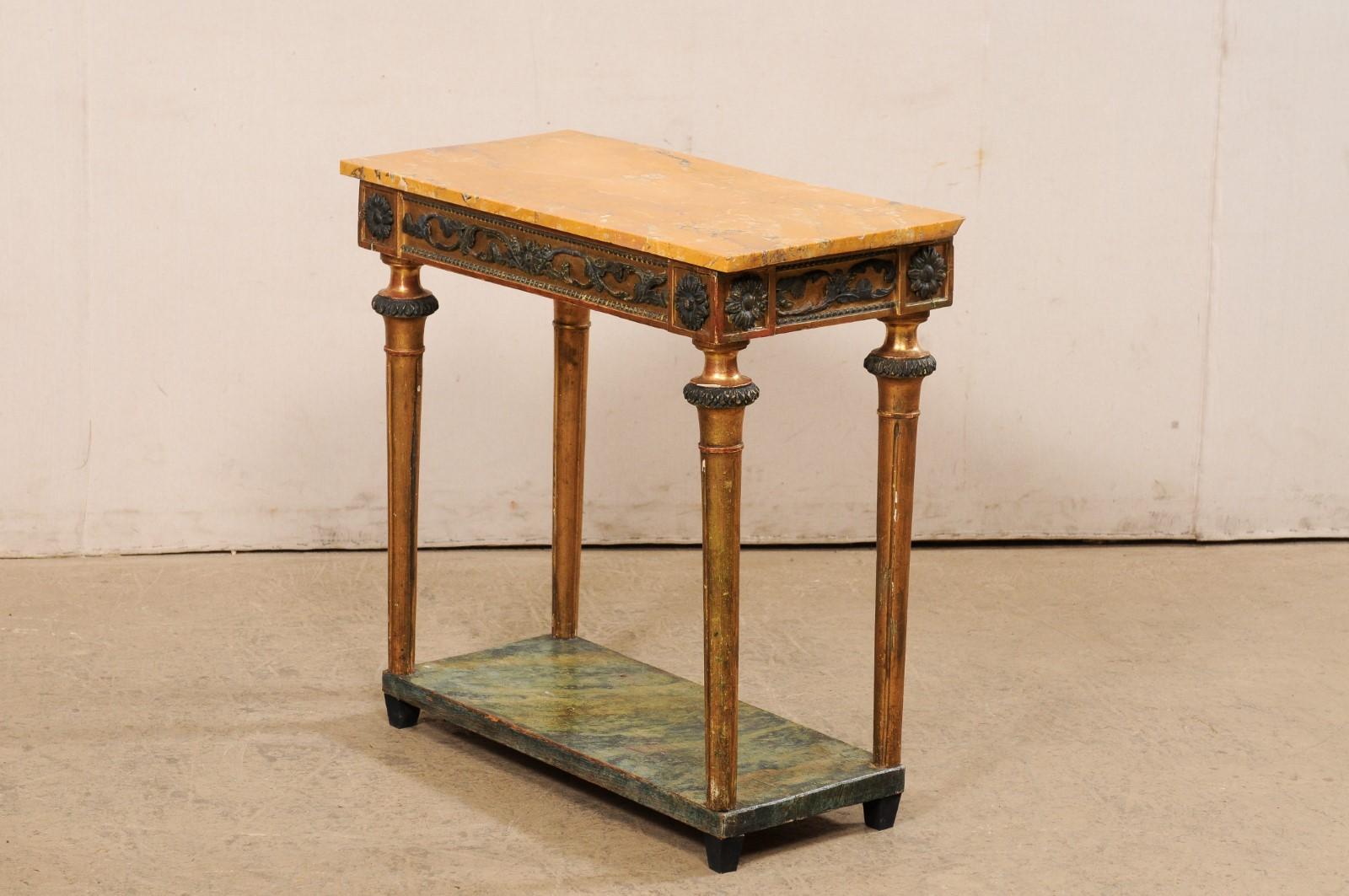 Swedish Late Gustavian Period Small Console W/Marble Top & Lower Shelf For Sale 8
