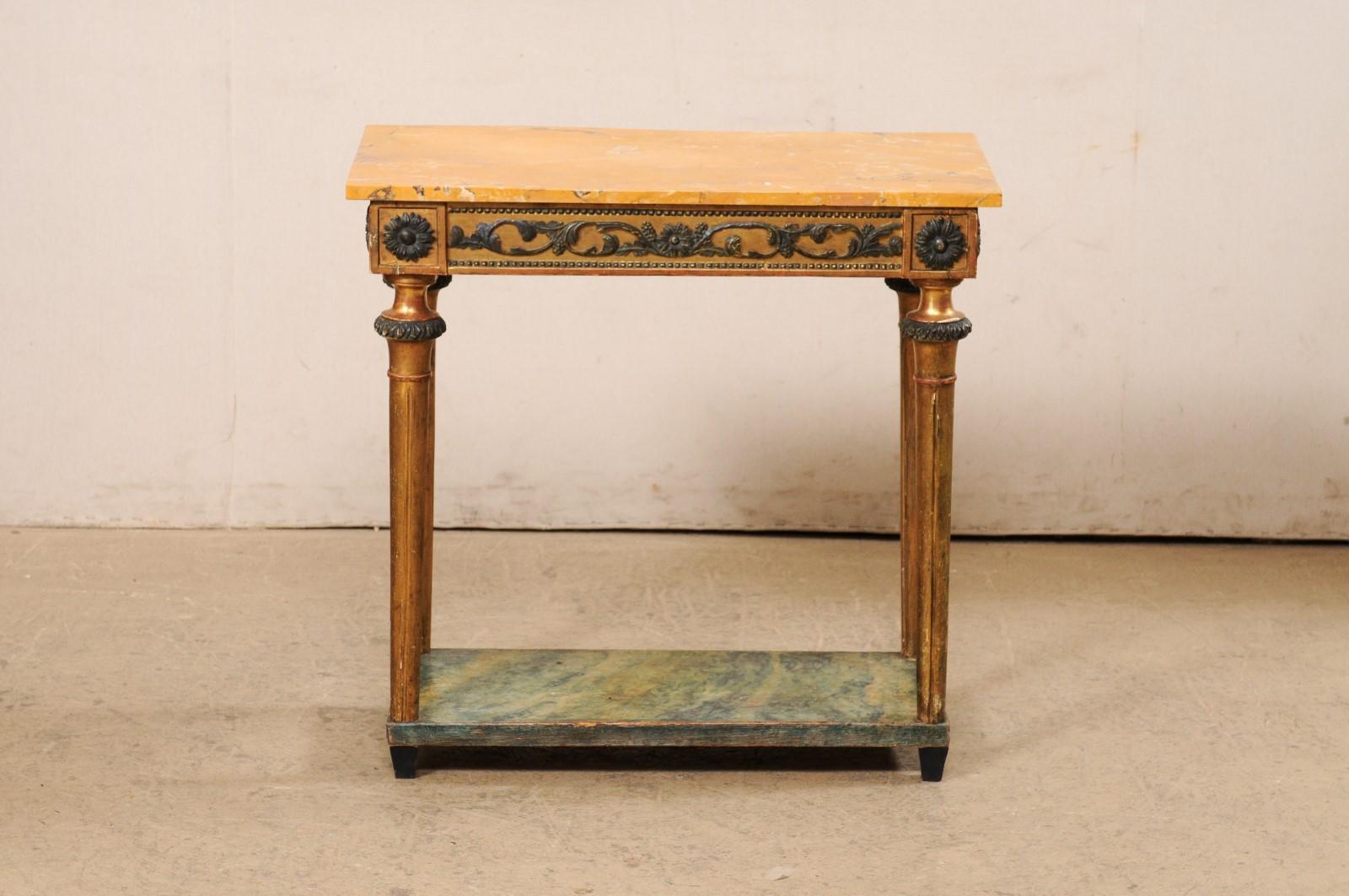 Swedish Late Gustavian Period Small Console W/Marble Top & Lower Shelf For Sale 9