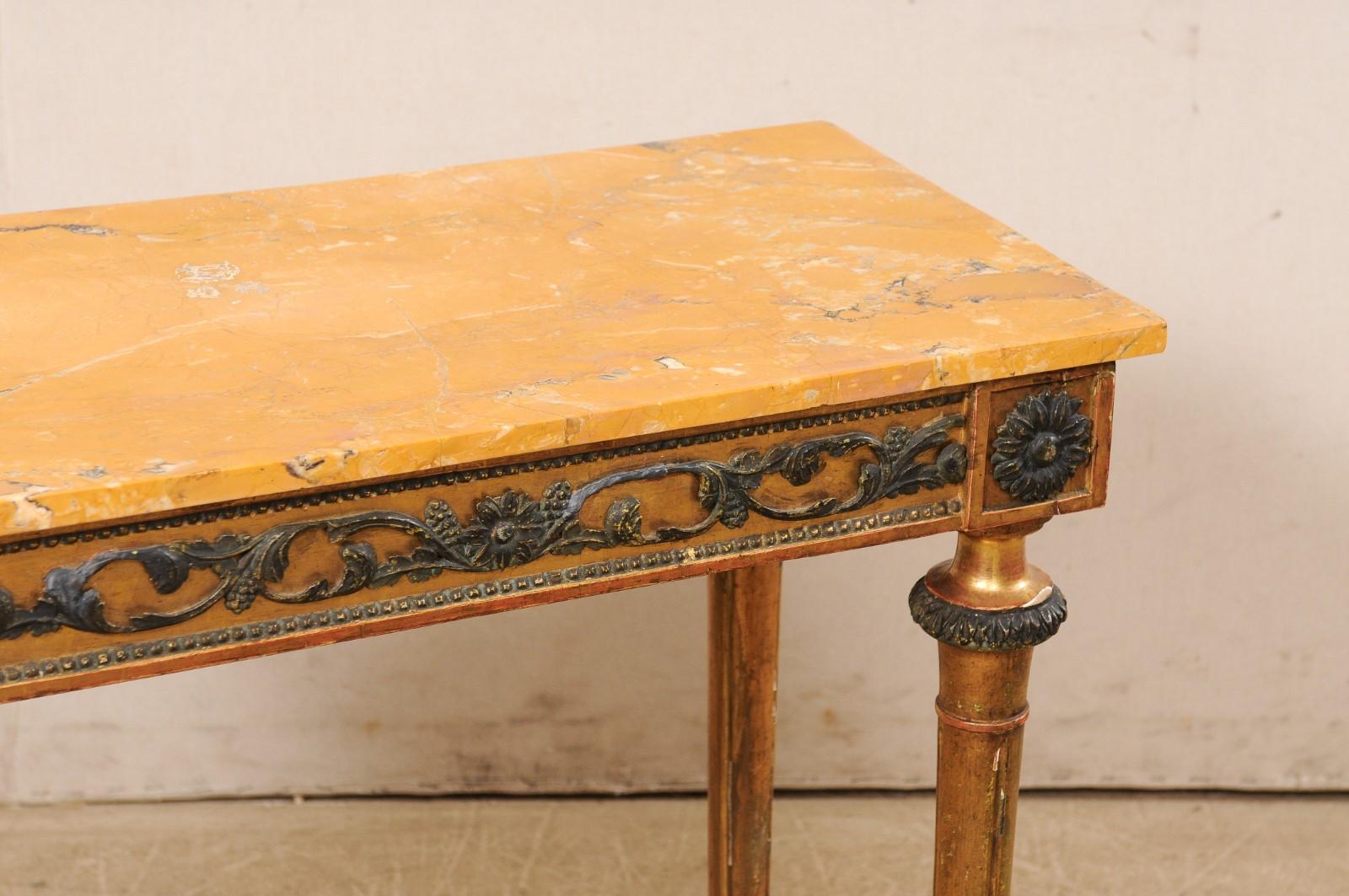 19th Century Swedish Late Gustavian Period Small Console W/Marble Top & Lower Shelf For Sale