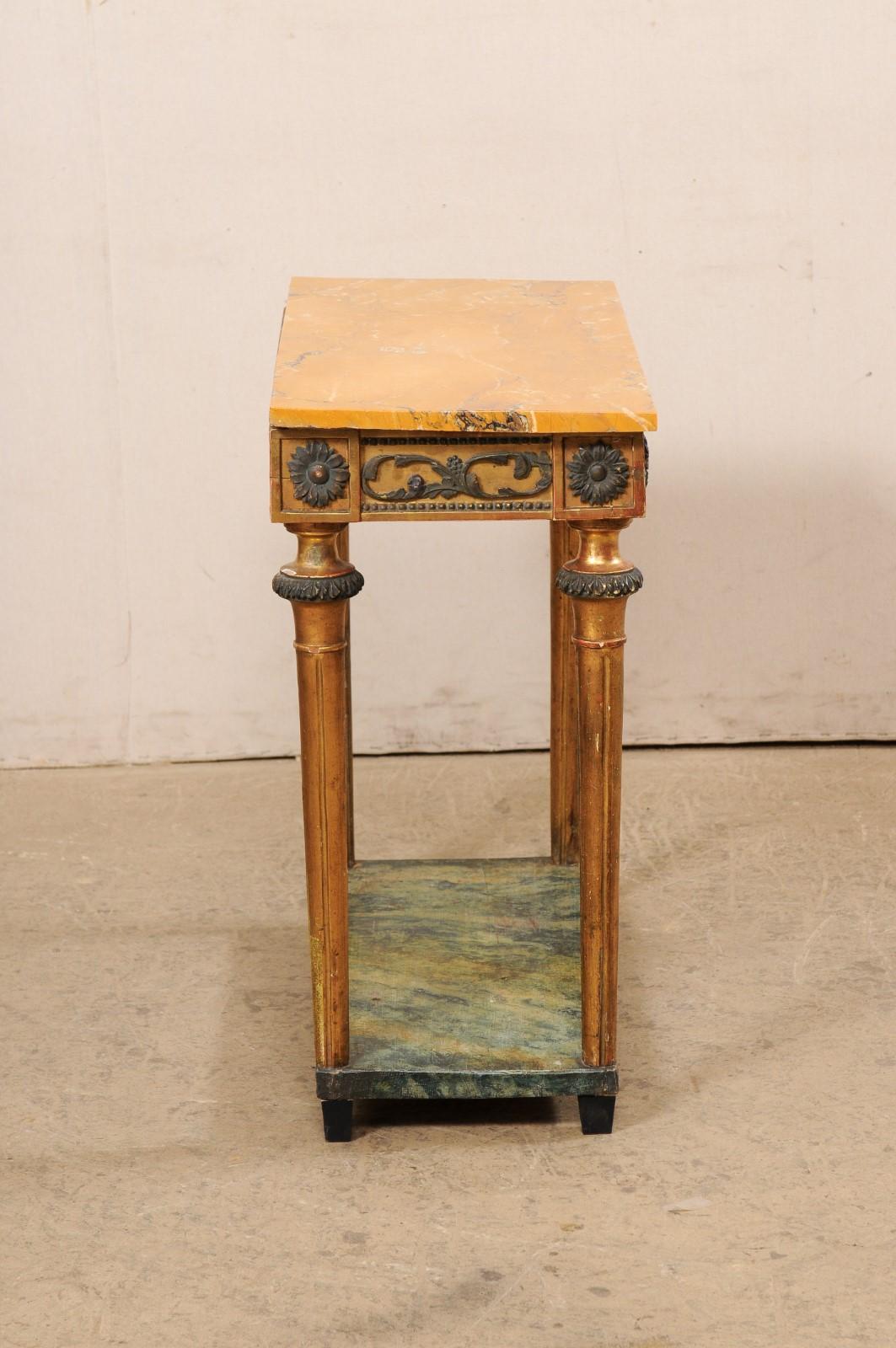 Swedish Late Gustavian Period Small Console W/Marble Top & Lower Shelf For Sale 3