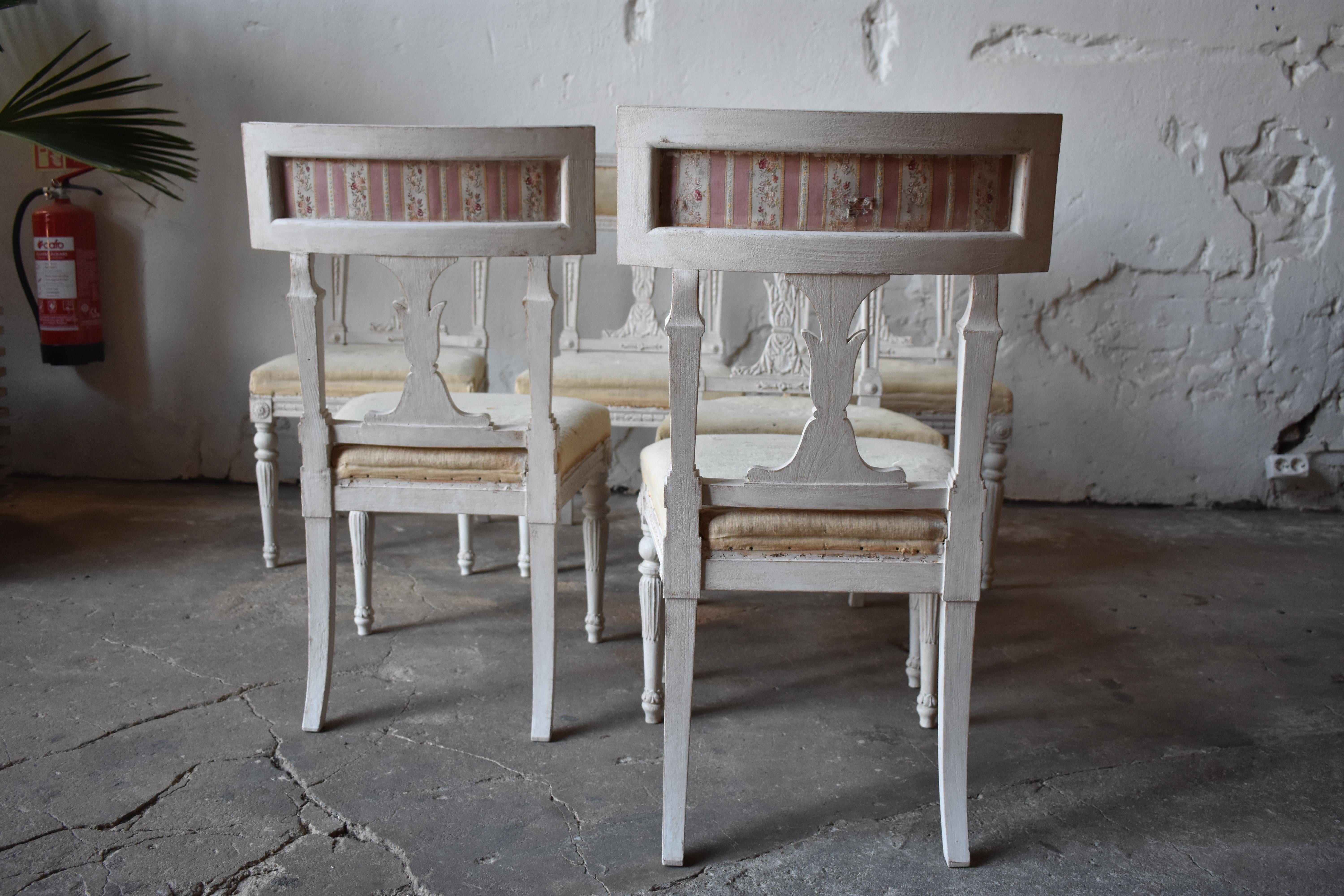 Swedish Late Gustavian Style Dining Chairs Set of 6, 1920s For Sale 5