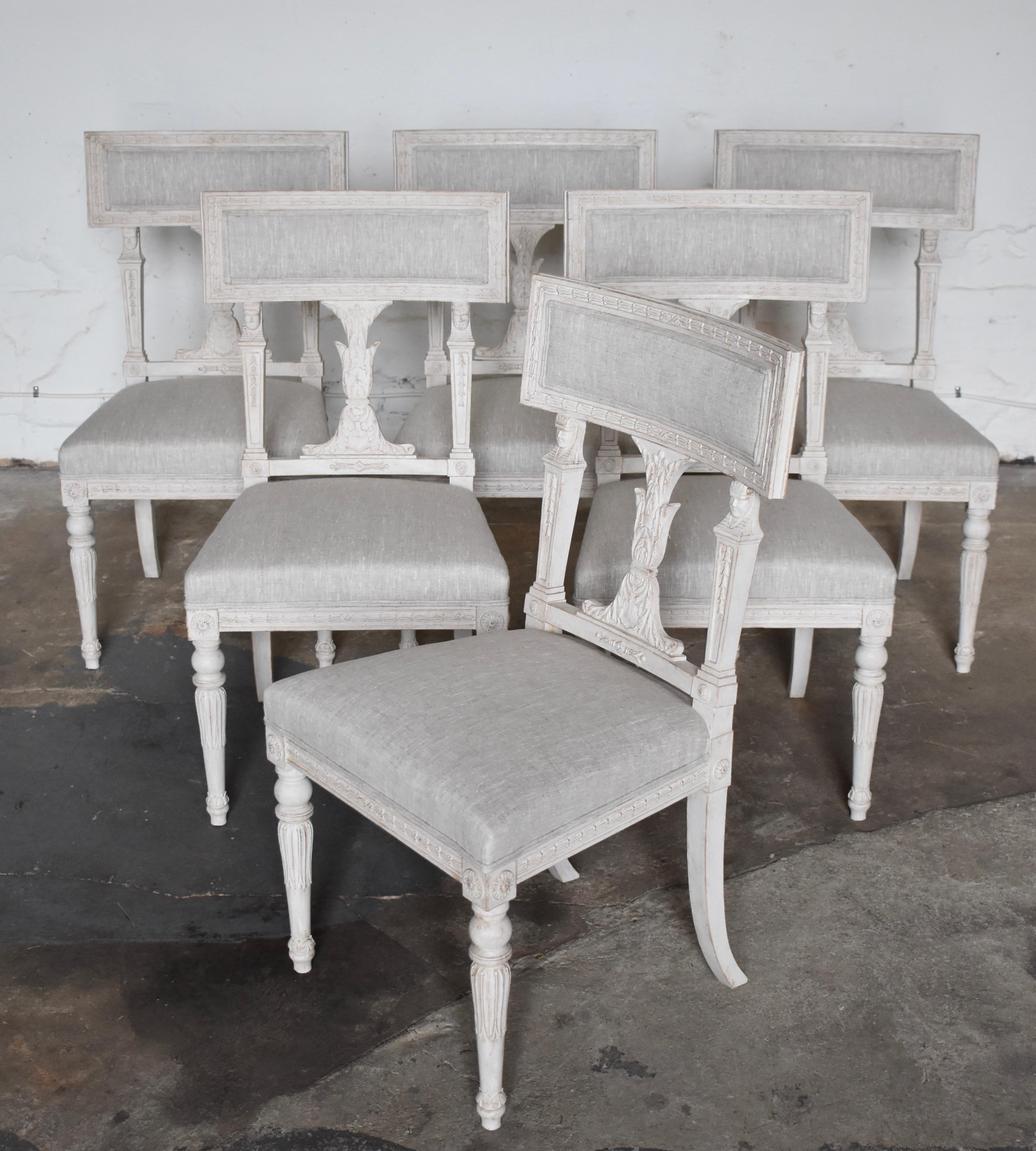 Swedish Late Gustavian Style Dining Chairs Set of 6, 1920s In Good Condition For Sale In Helsingborg, SE