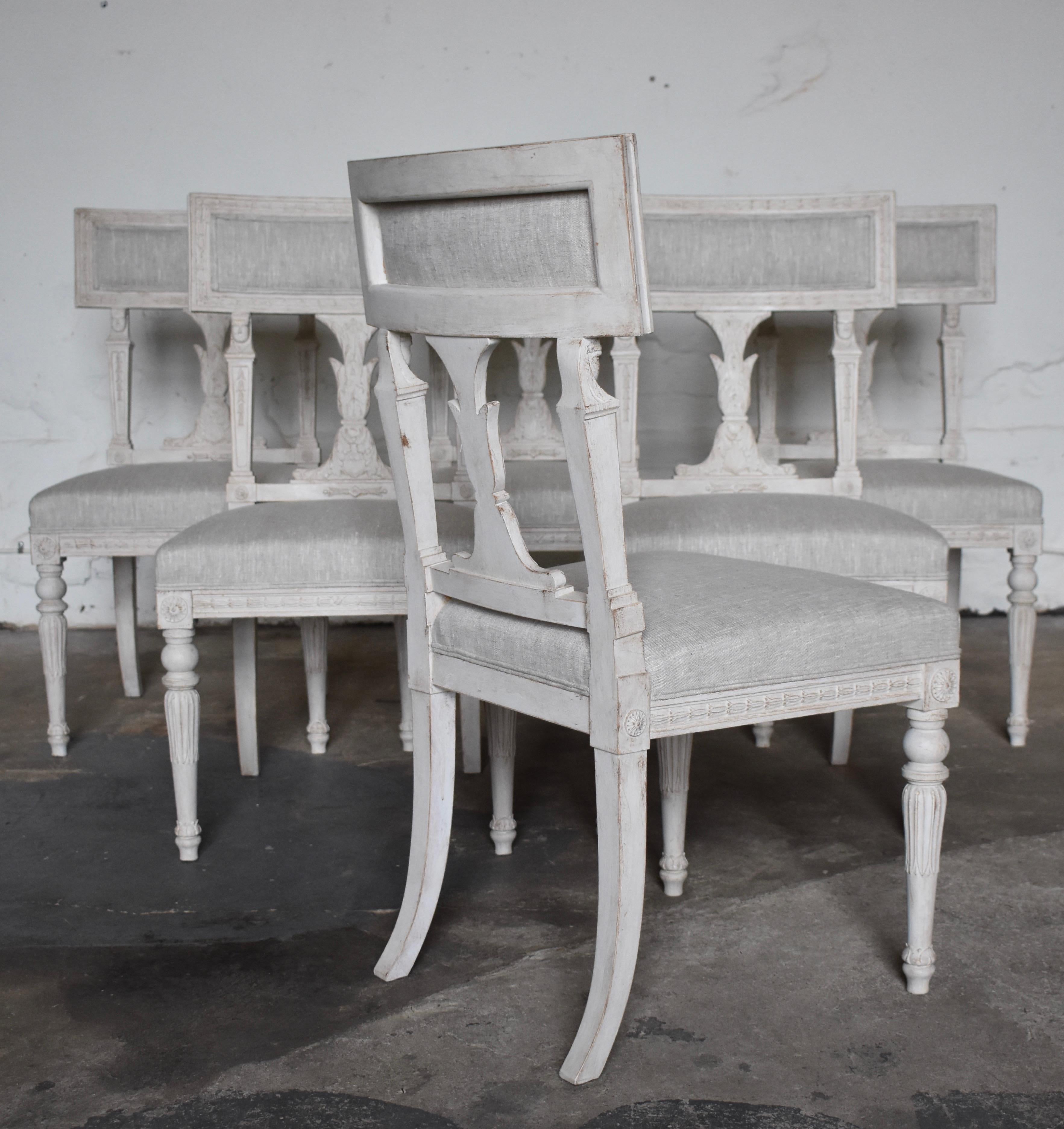 Early 20th Century Swedish Late Gustavian Style Dining Chairs Set of 6, 1920s For Sale