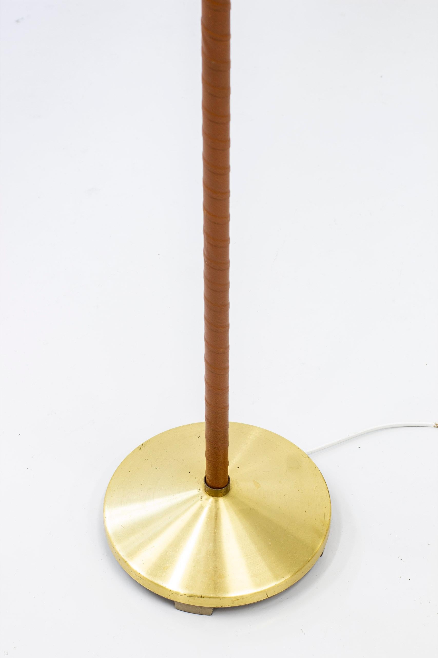 Swedish Leather and Brass Floor Lamp by ASEA, Sweden, 1950s 2