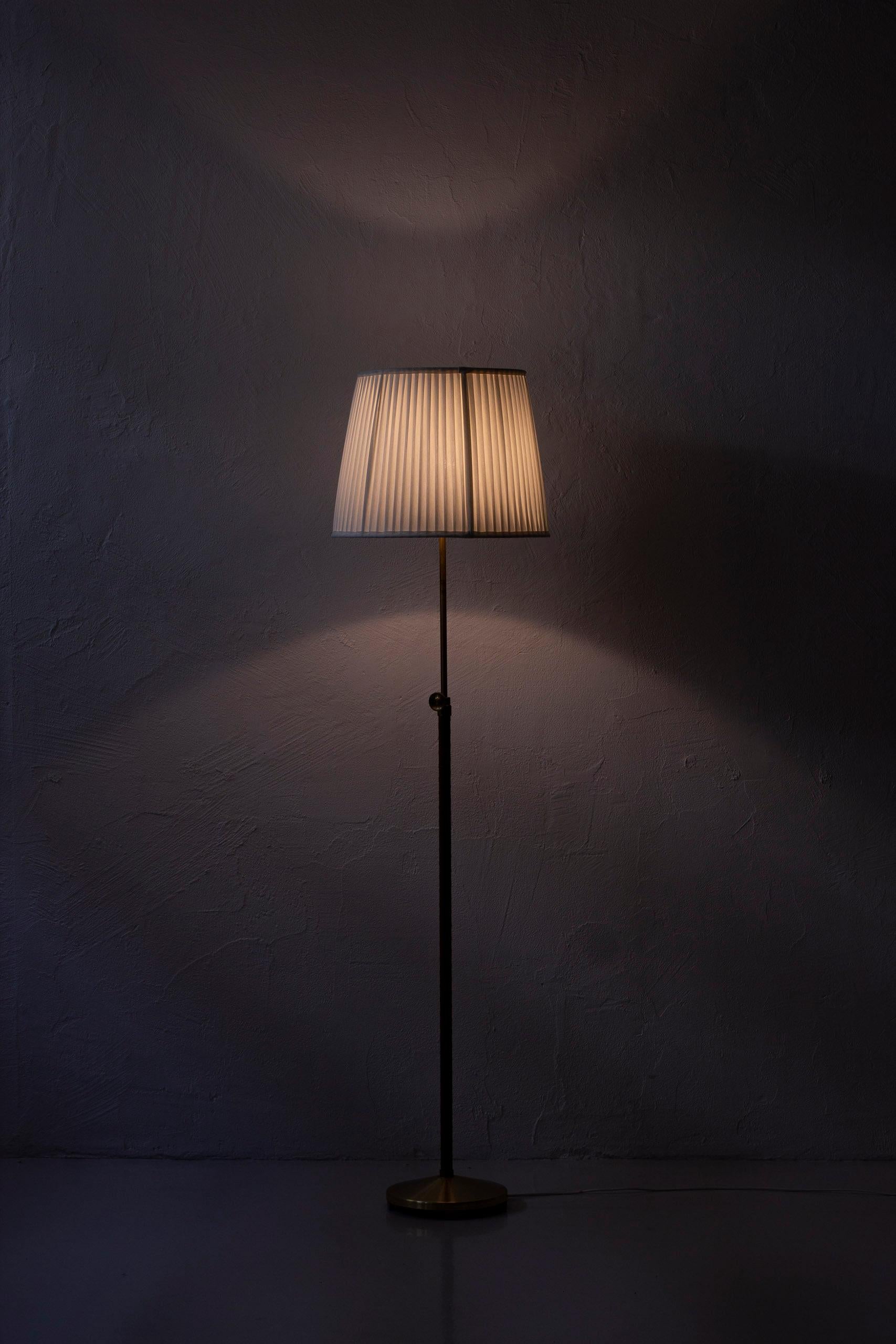Swedish Leather and Brass Floor Lamp by ASEA, Sweden, 1950s 4
