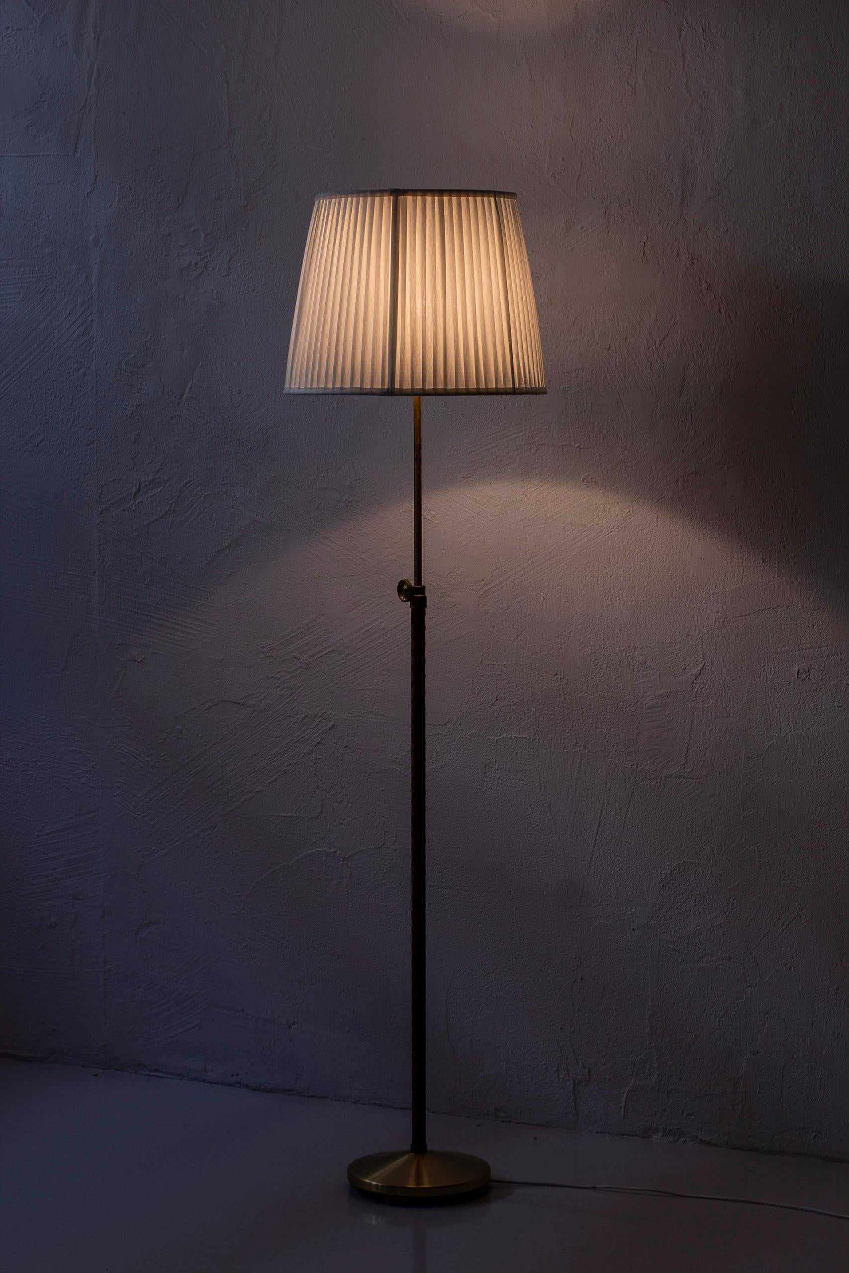 Swedish Leather and Brass Floor Lamp by ASEA, Sweden, 1950s 5