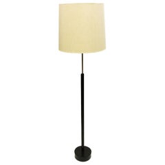 Swedish Leather and Brass Floor Lamp by Bergboms, 1960s