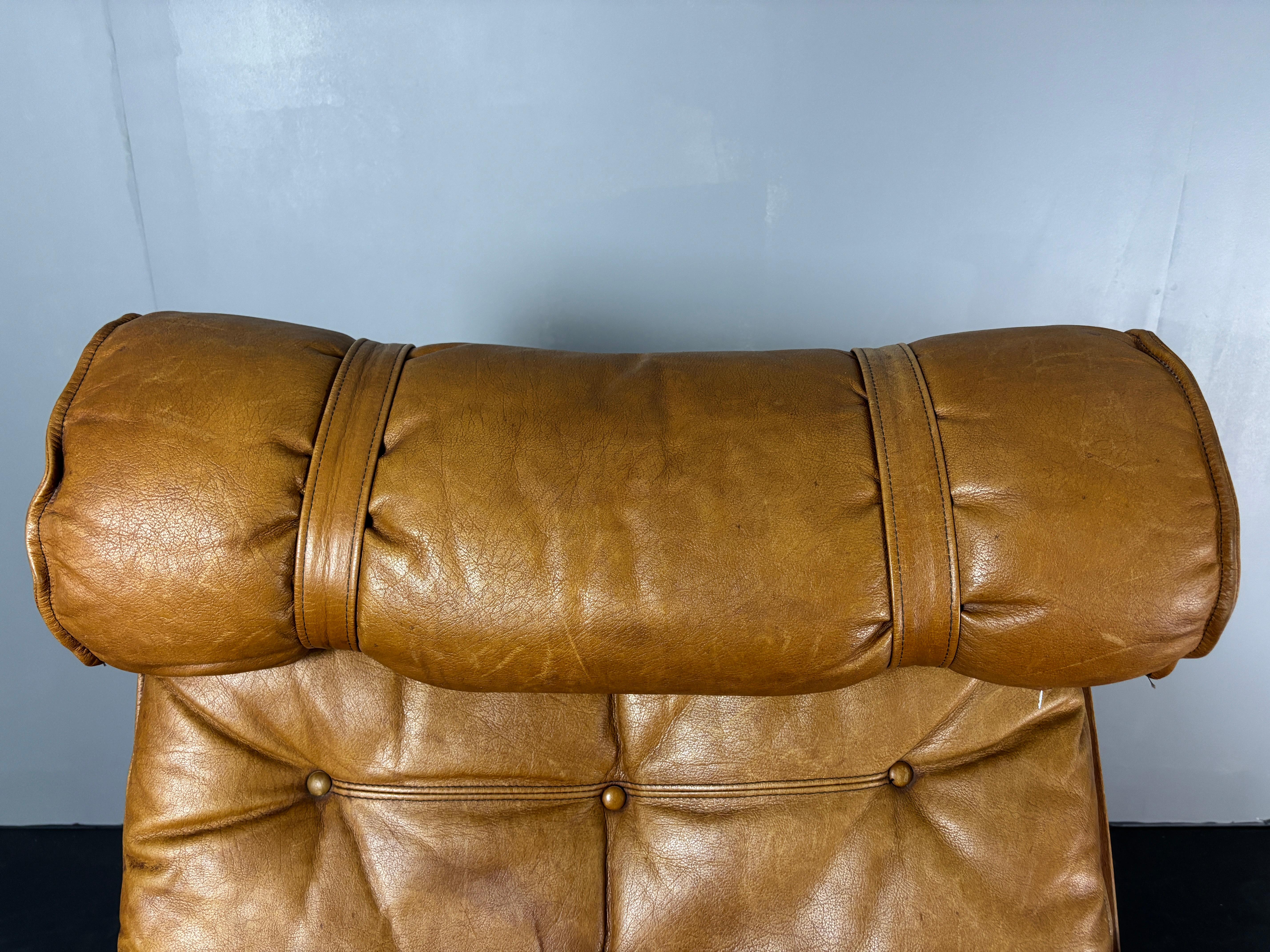 Chaise longue suédoise en bois courbé et cuir Model No No par Jan Bengstsson, 1970 en vente 2