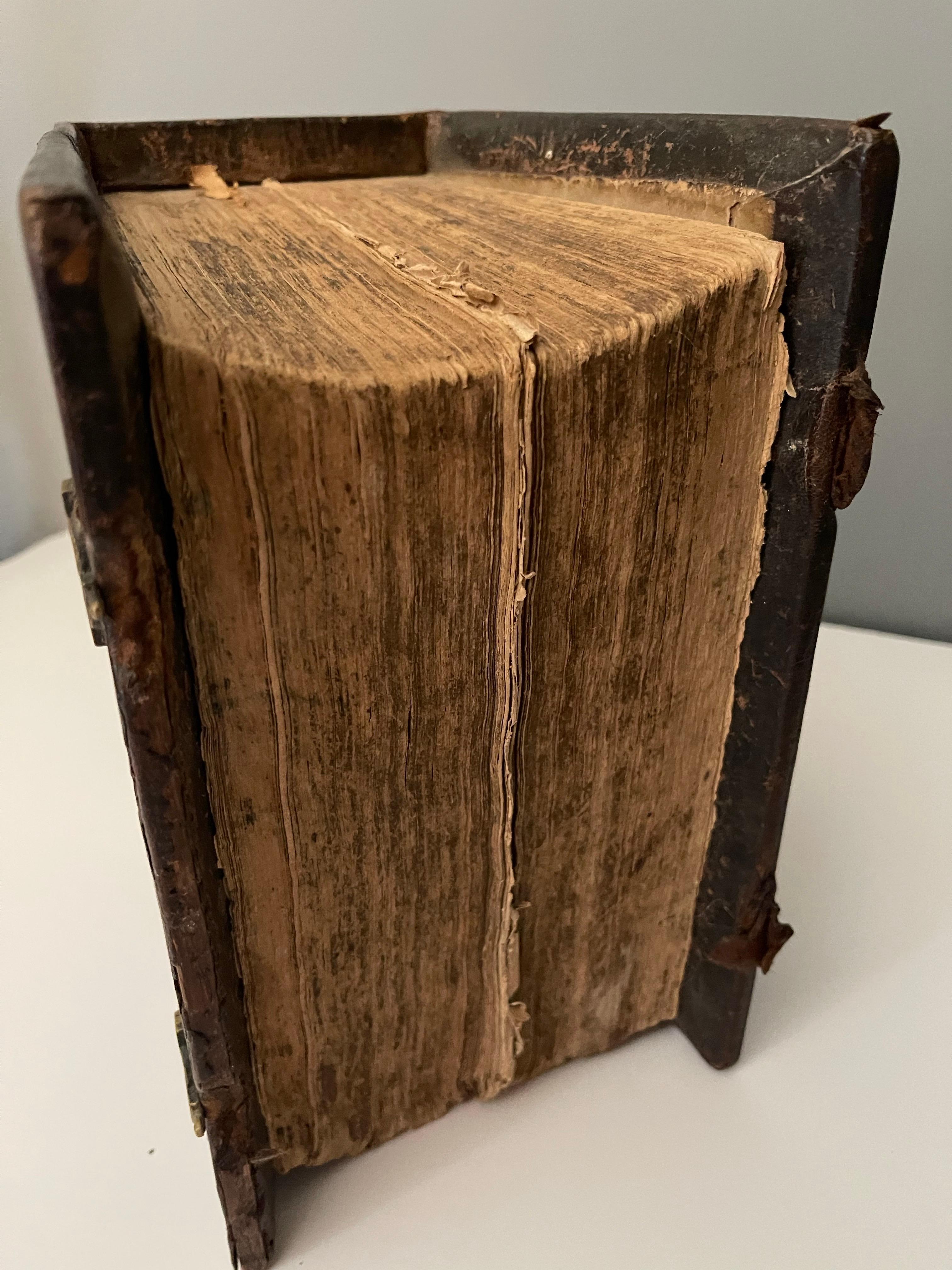 Swedish Leather Bound and Brass Locks Family Holy Bible, Circa 1849 For Sale 1