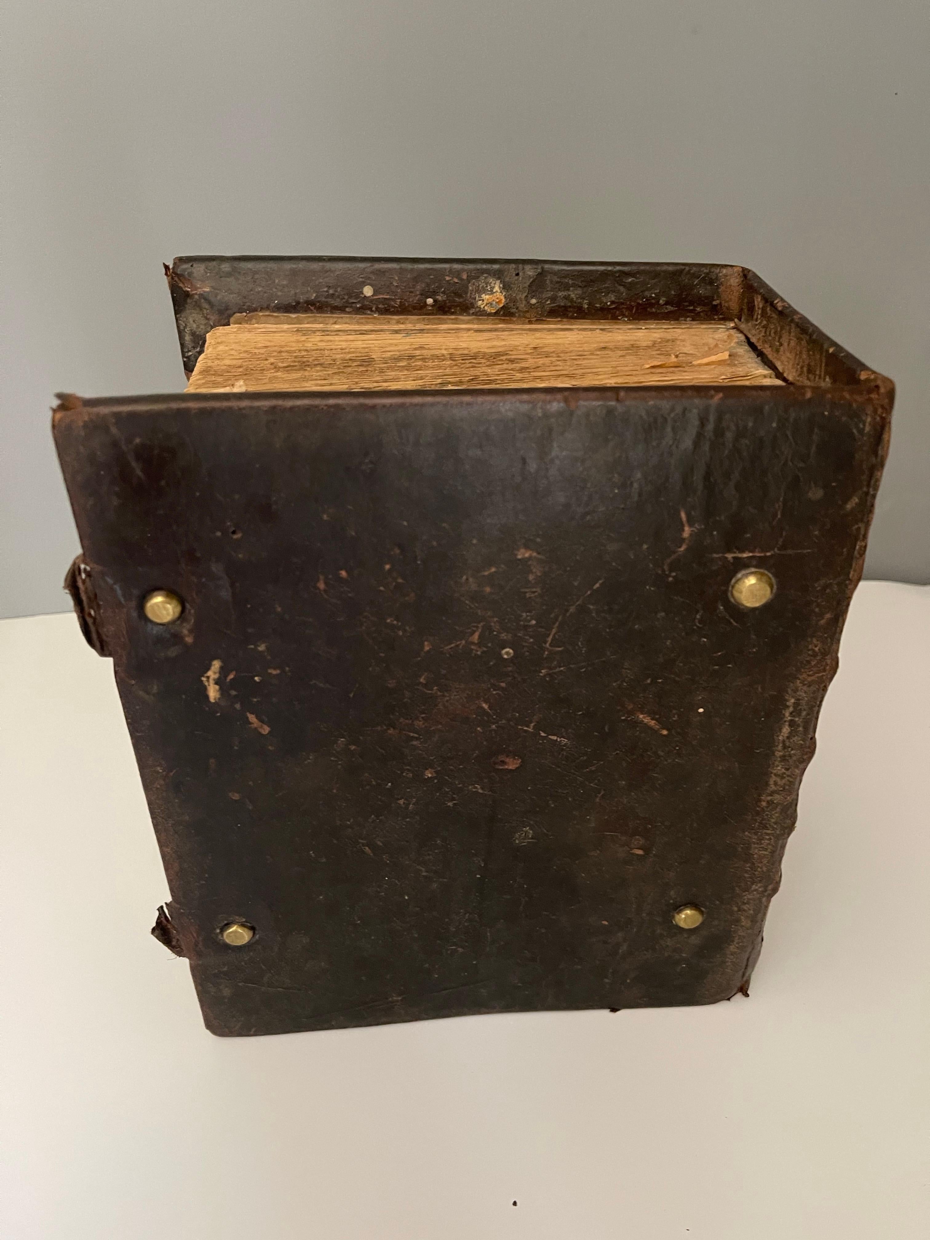 Swedish Leather Bound and Brass Locks Family Holy Bible, Circa 1849 For Sale 2
