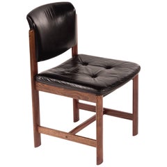 Swedish Leather Chairs from 1960s with Teak Legs