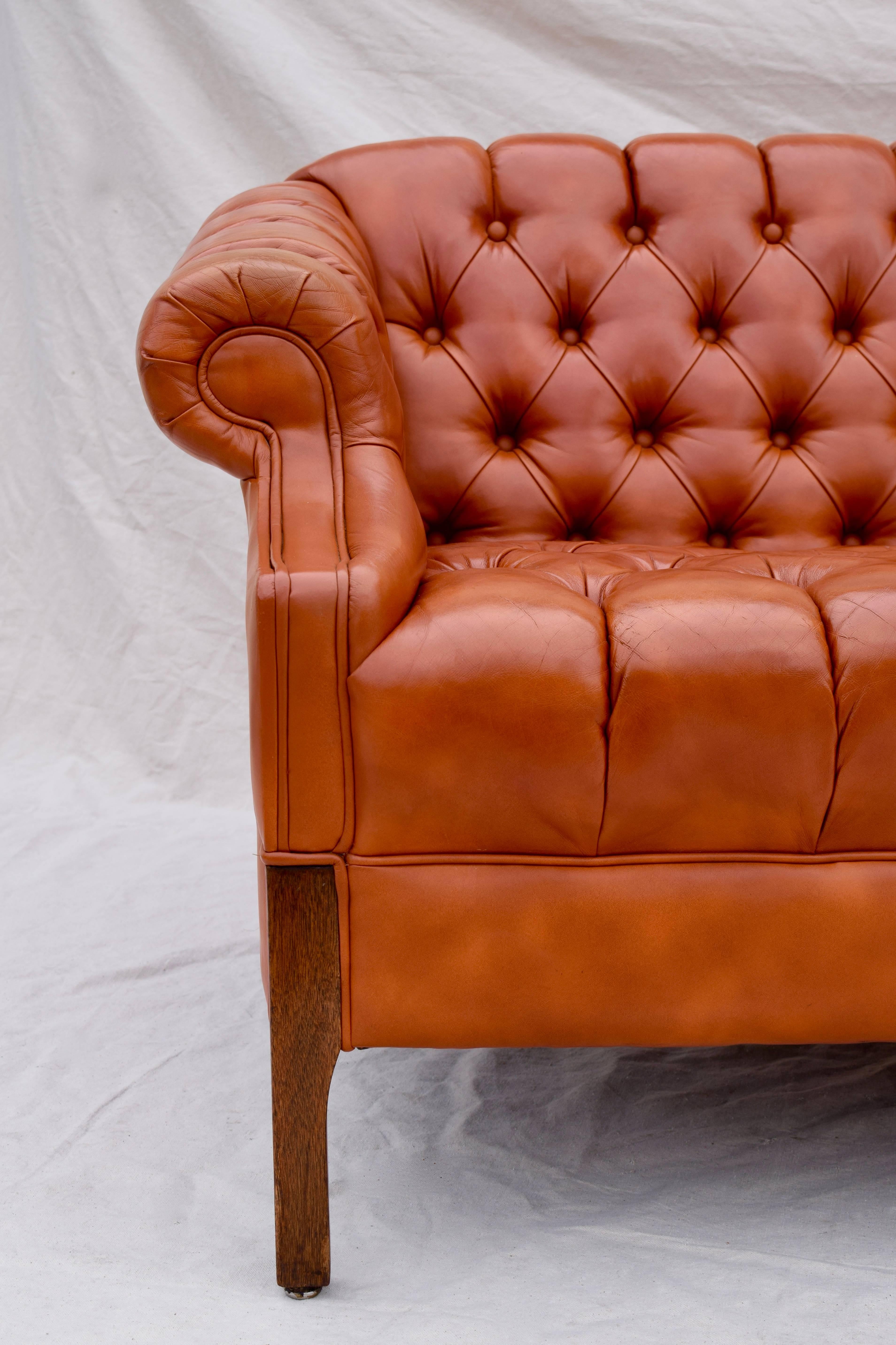 20th Century Swedish Leather Chesterfield Sofa