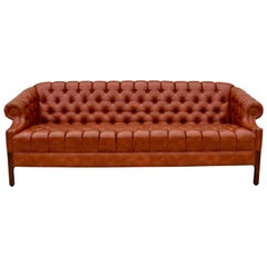 Swedish Leather Chesterfield Sofa
