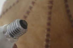 Swedish Leather Pendant Lamp in Onion Shape, Fringed, 1970s Style