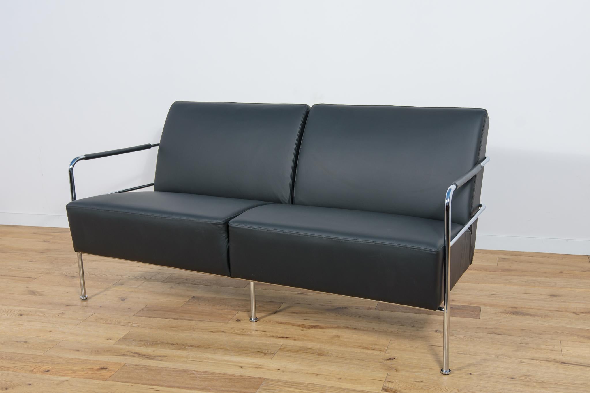  Swedish Leather Sofa and Armchair by Gunilla Allard for Lammhults, 1990s. For Sale 2