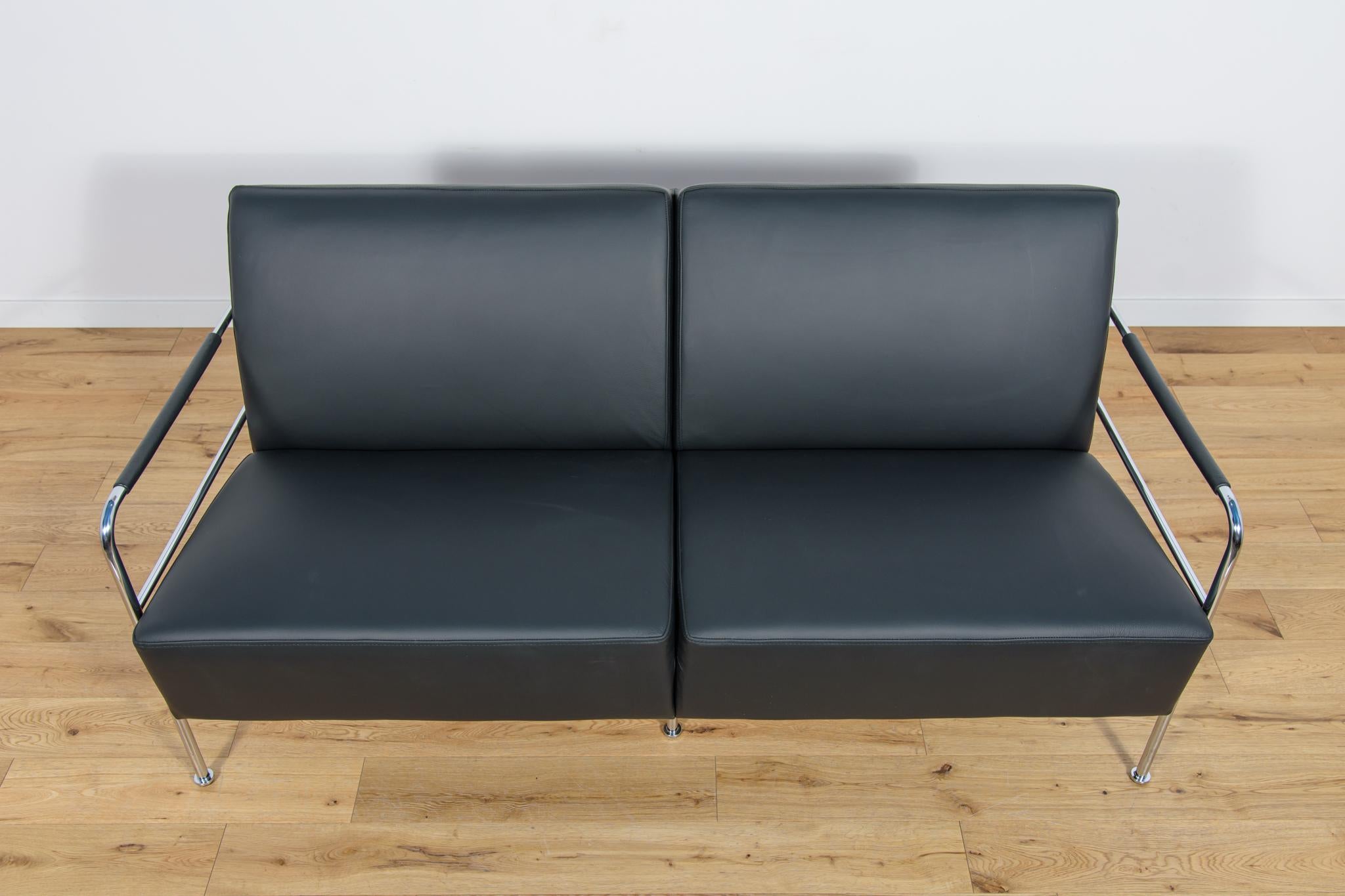 Mid-Century Modern Swedish Leather Sofa by Gunilla Allard for Lammhults, 1990s For Sale