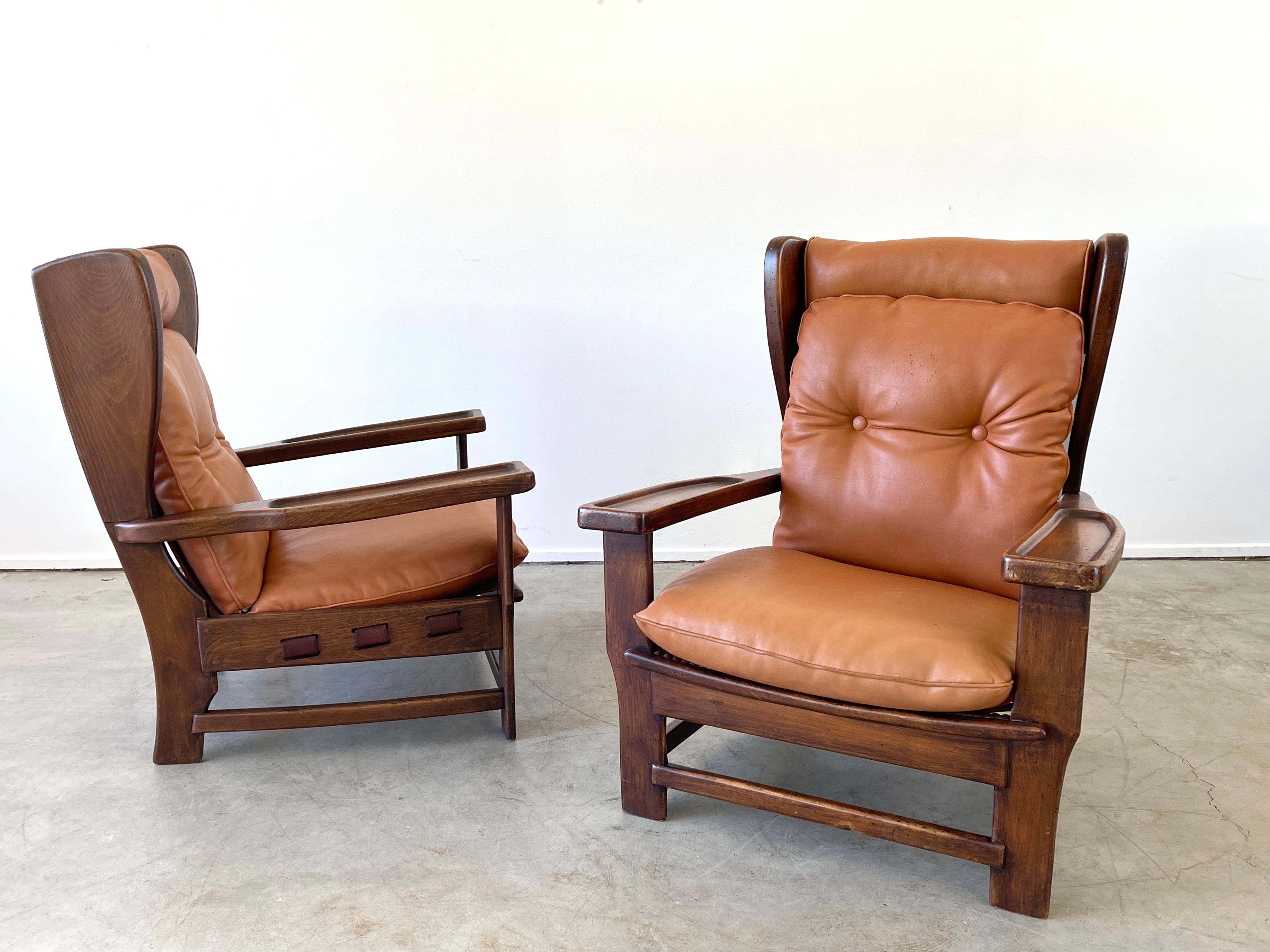 Swedish Leather Wingback Chairs 8