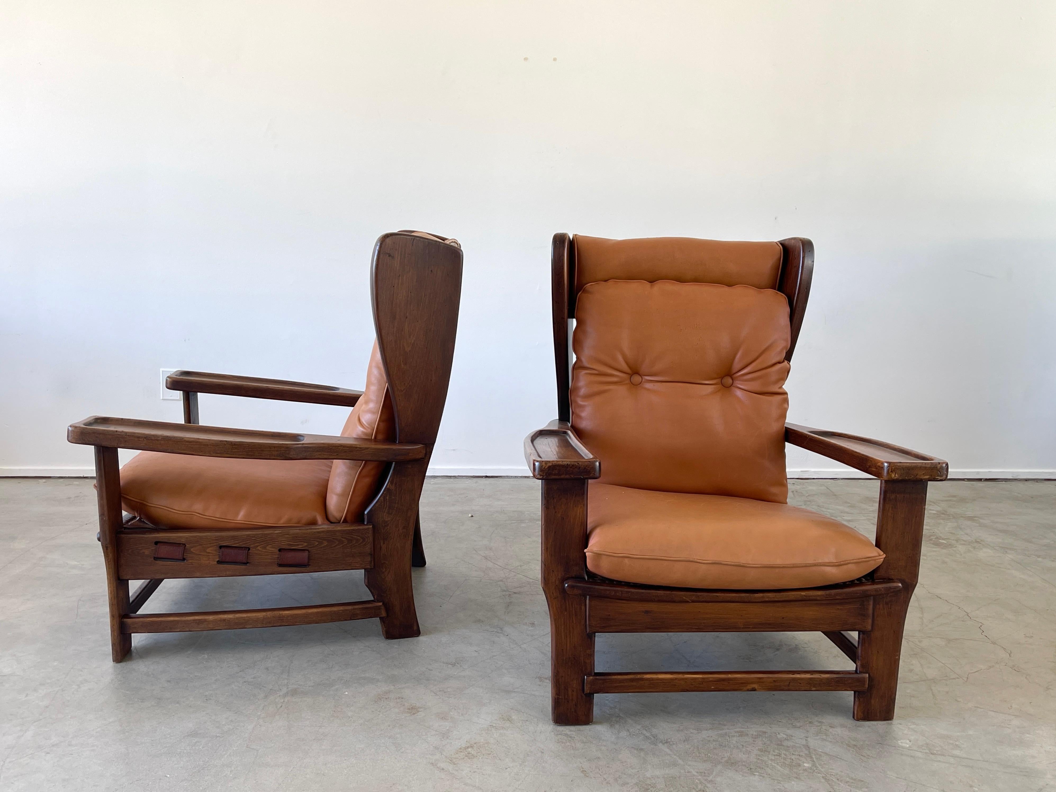 Swedish Leather Wingback Chairs 1