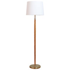 Swedish Leather-Wrapped Floor Lamp