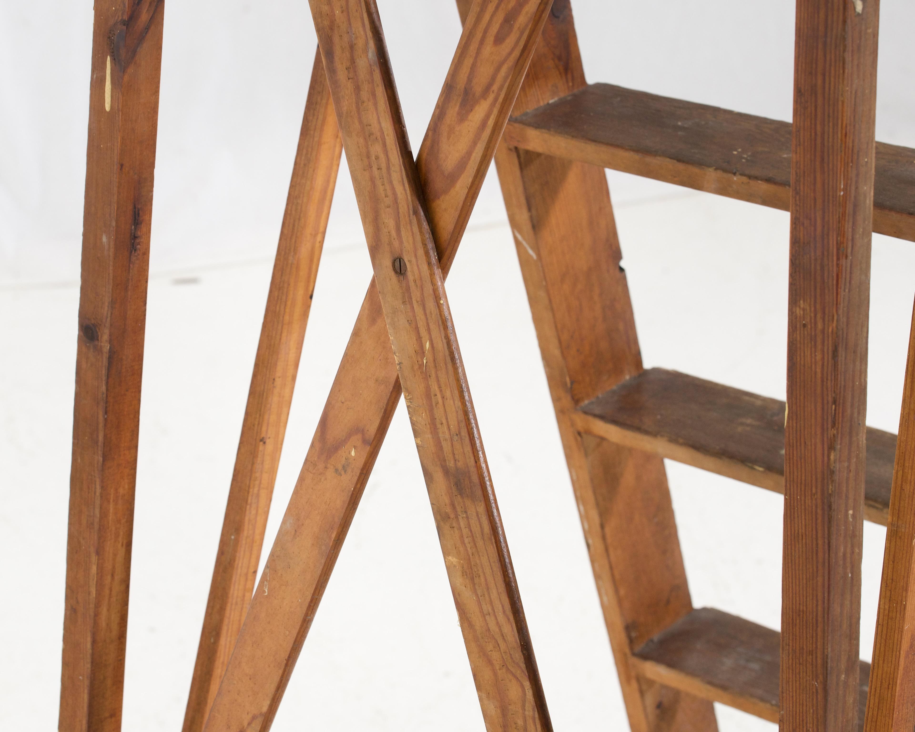 Wood Swedish library ladder was created in the 19th C. For Sale