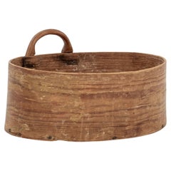 Swedish Light Color Pine and Bentwood Box with Handle