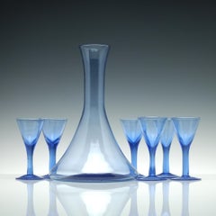 Swedish Liqueur Carafe and Six Matching Glasses, circa 1950