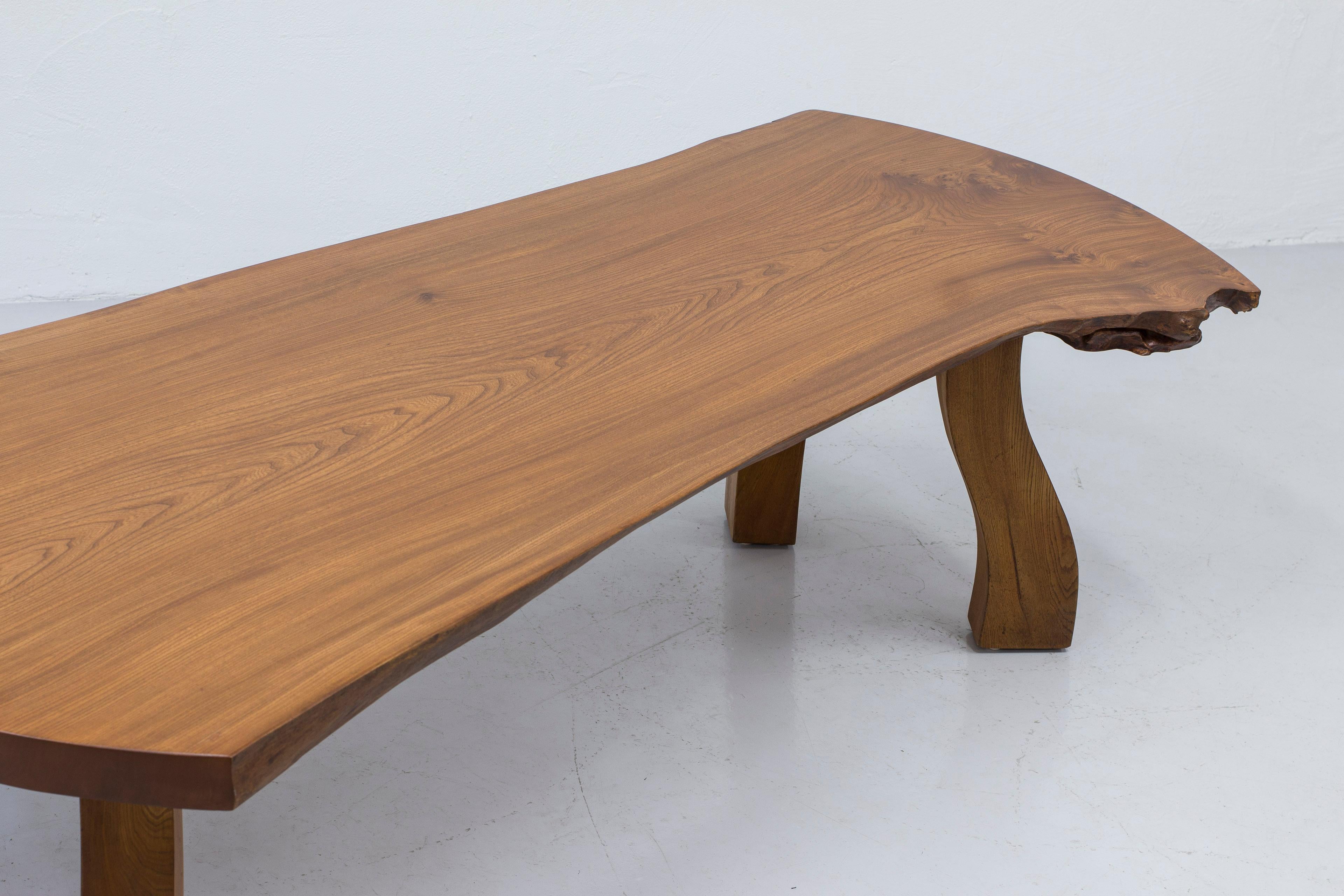 Swedish Live edge elm slab by Carl-Axel Beijbom, Sweden, 1976 For Sale 5